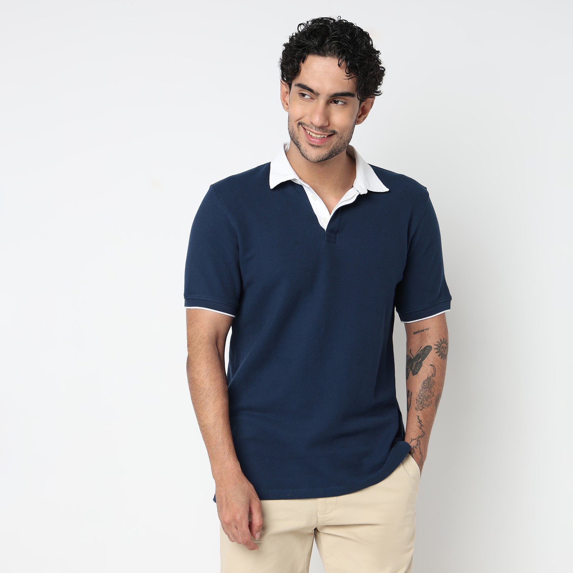 Knitted Structured Rugby Polo T-Shirt