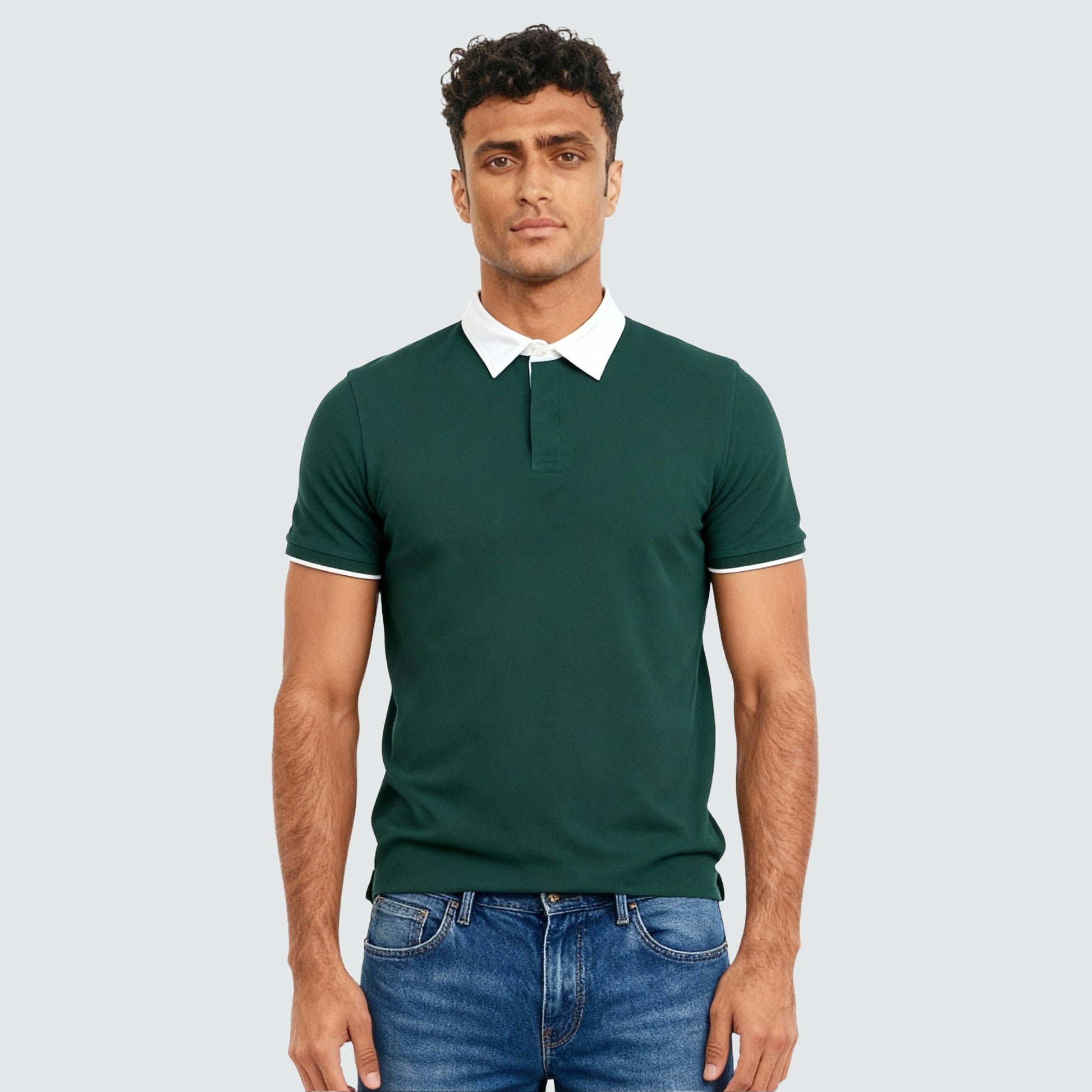 Knitted Structured Rugby Polo T-Shirt