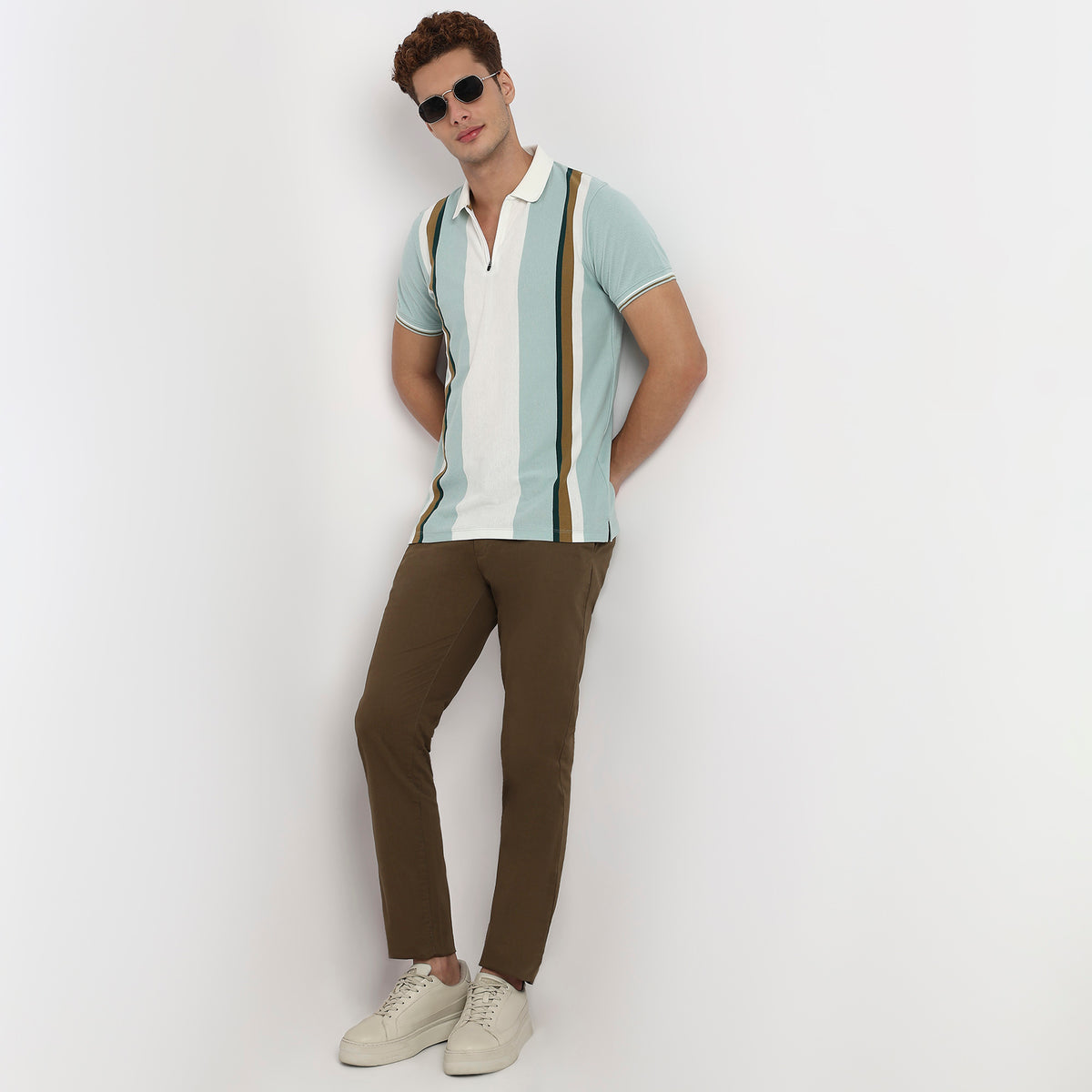 Knitted Striped University Polo T-Shirt