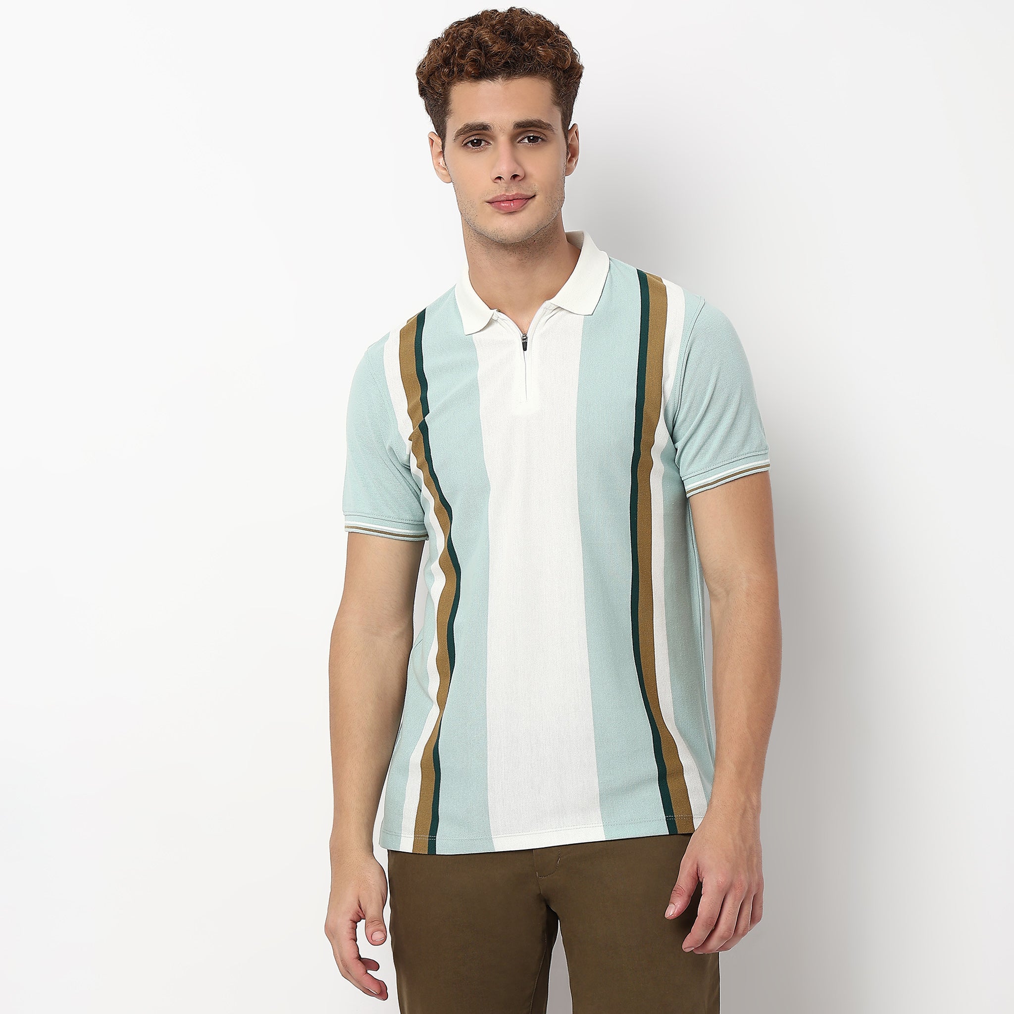 Knitted Striped University Polo T-Shirt