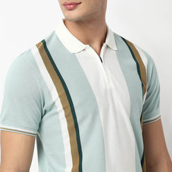 Knitted Striped University Polo T-Shirt