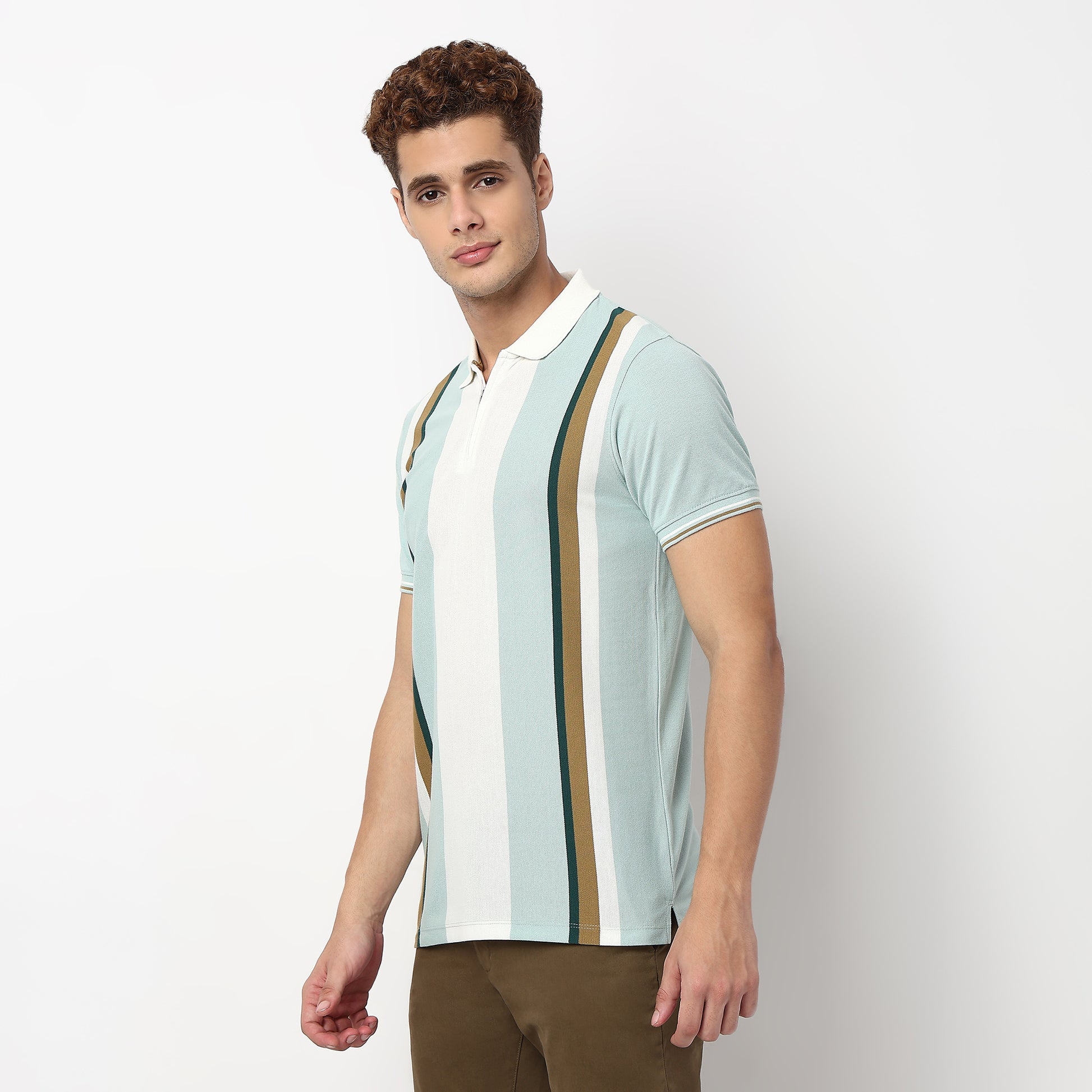 Knitted Striped University Polo T-Shirt