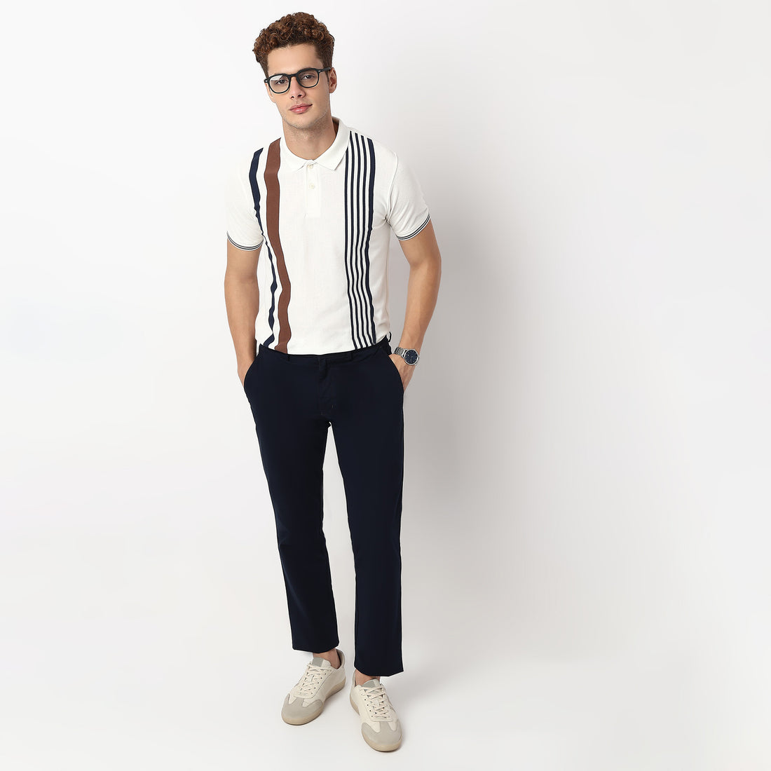 Knitted Striped University Polo T-Shirt