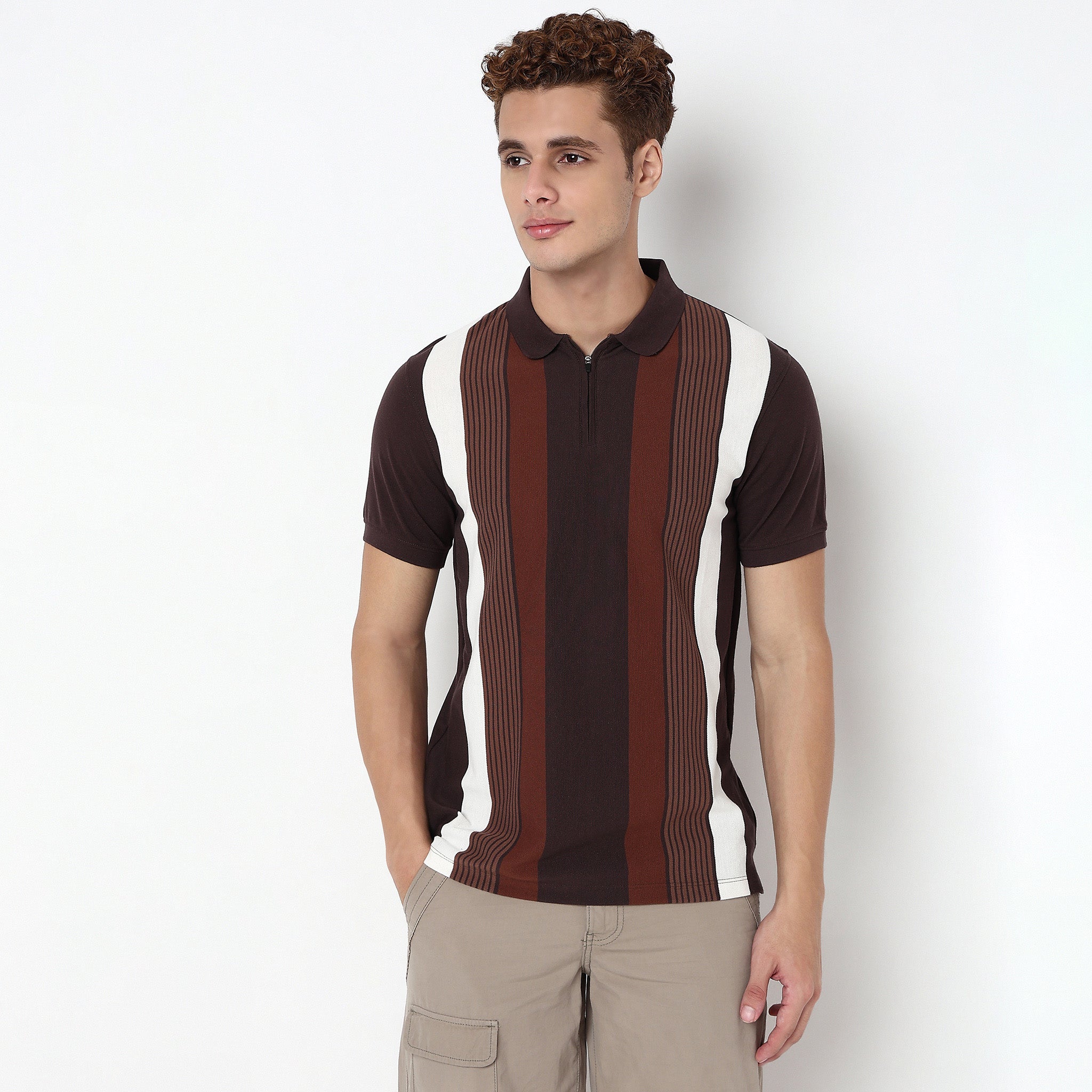 Knitted Striped University Polo T-Shirt