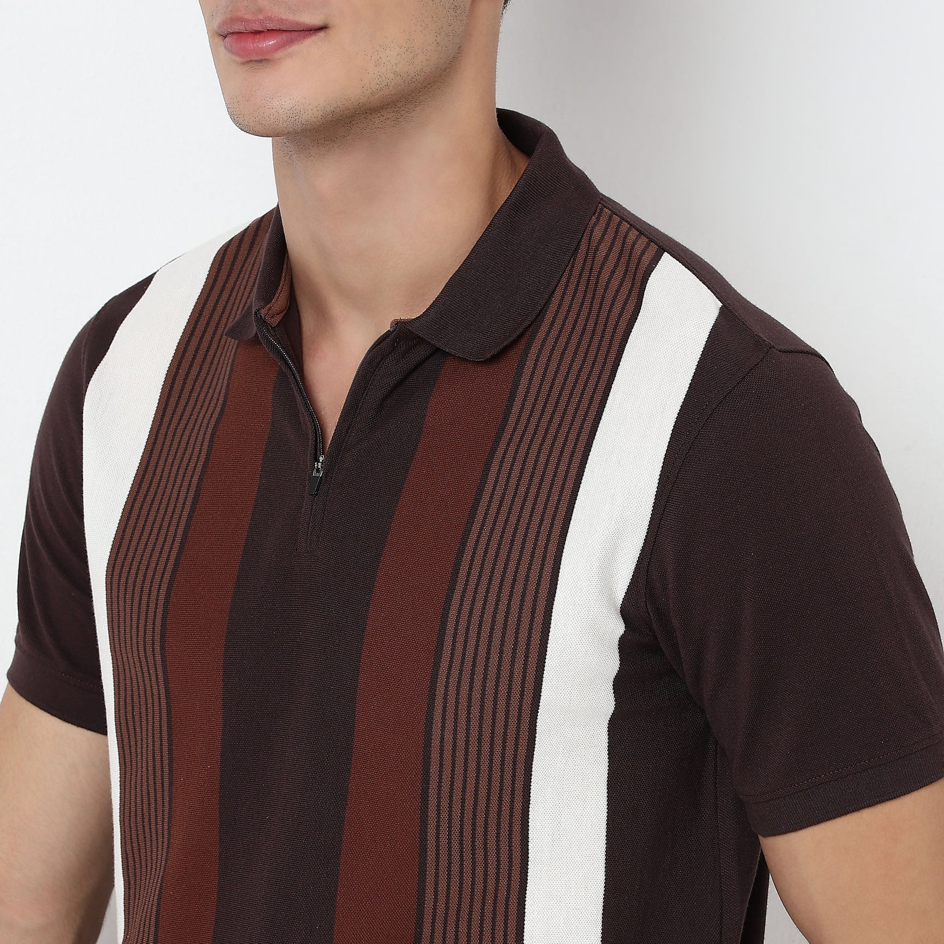 Knitted Striped University Polo T-Shirt