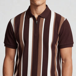 Knitted Striped University Polo T-Shirt