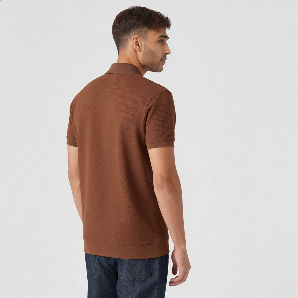 Knitted Striped University Polo T-Shirt