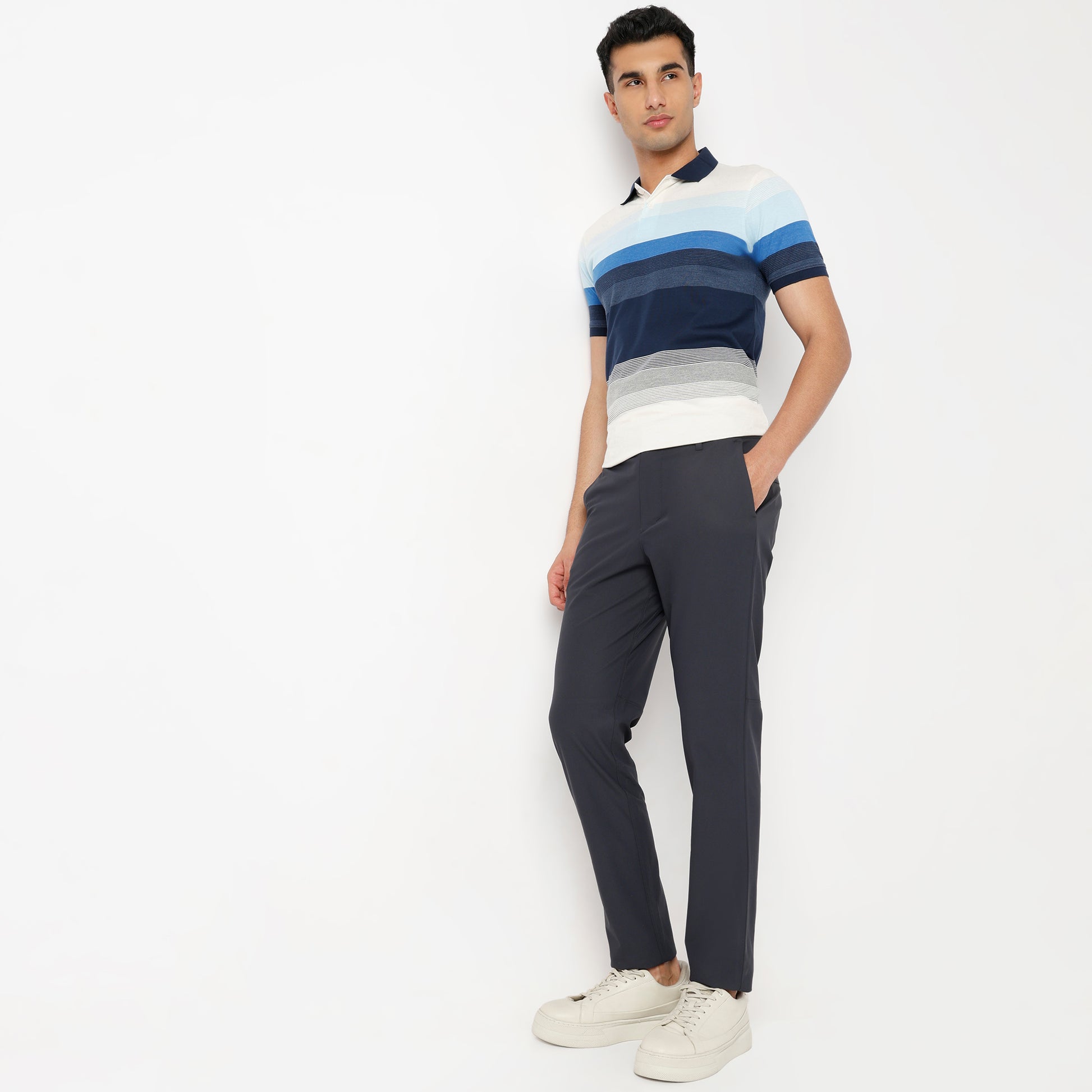 Regular Fit Striped Regular Length Polo T-Shirt