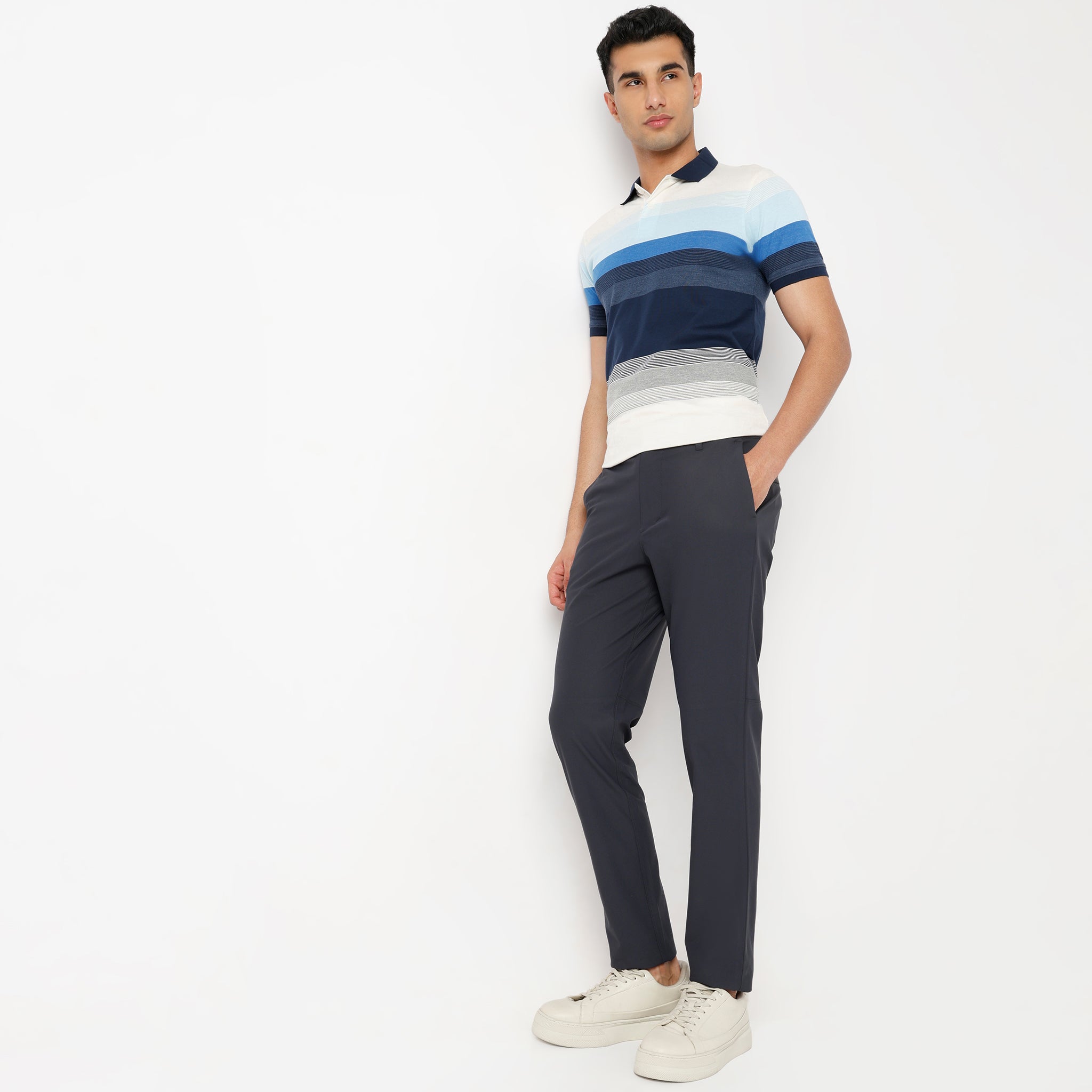 Regular Fit Striped Regular Length Polo T-Shirt