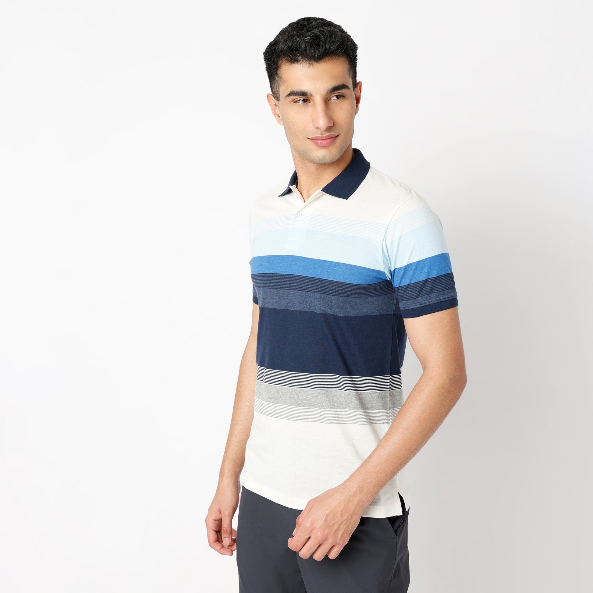 Regular Fit Striped Regular Length Polo T-Shirt