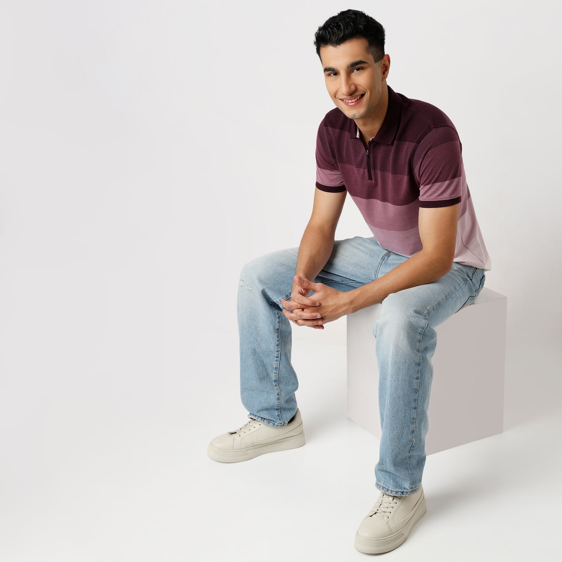 Regular Fit Striped Regular Length Polo T-Shirt