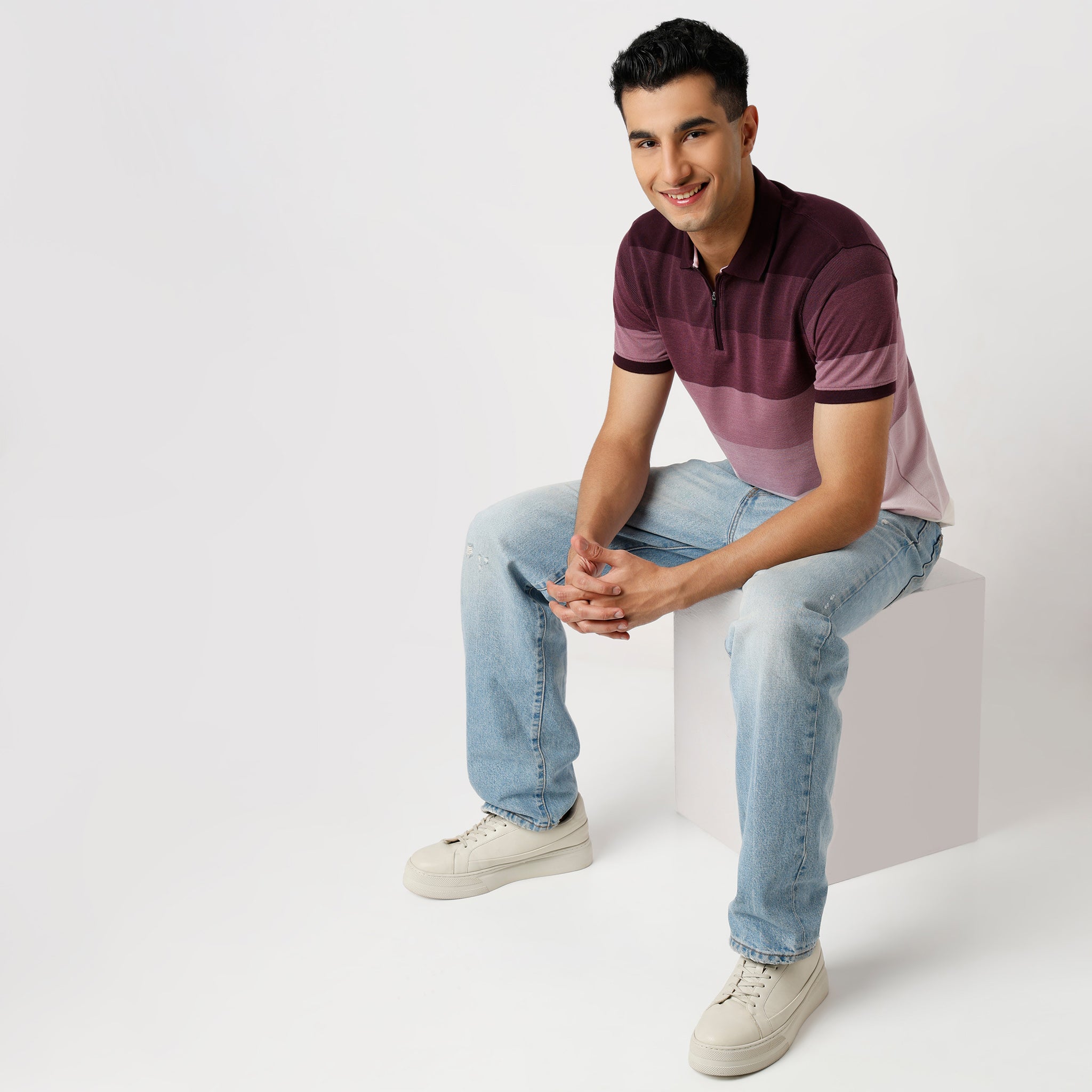 Regular Fit Striped Regular Length Polo T-Shirt