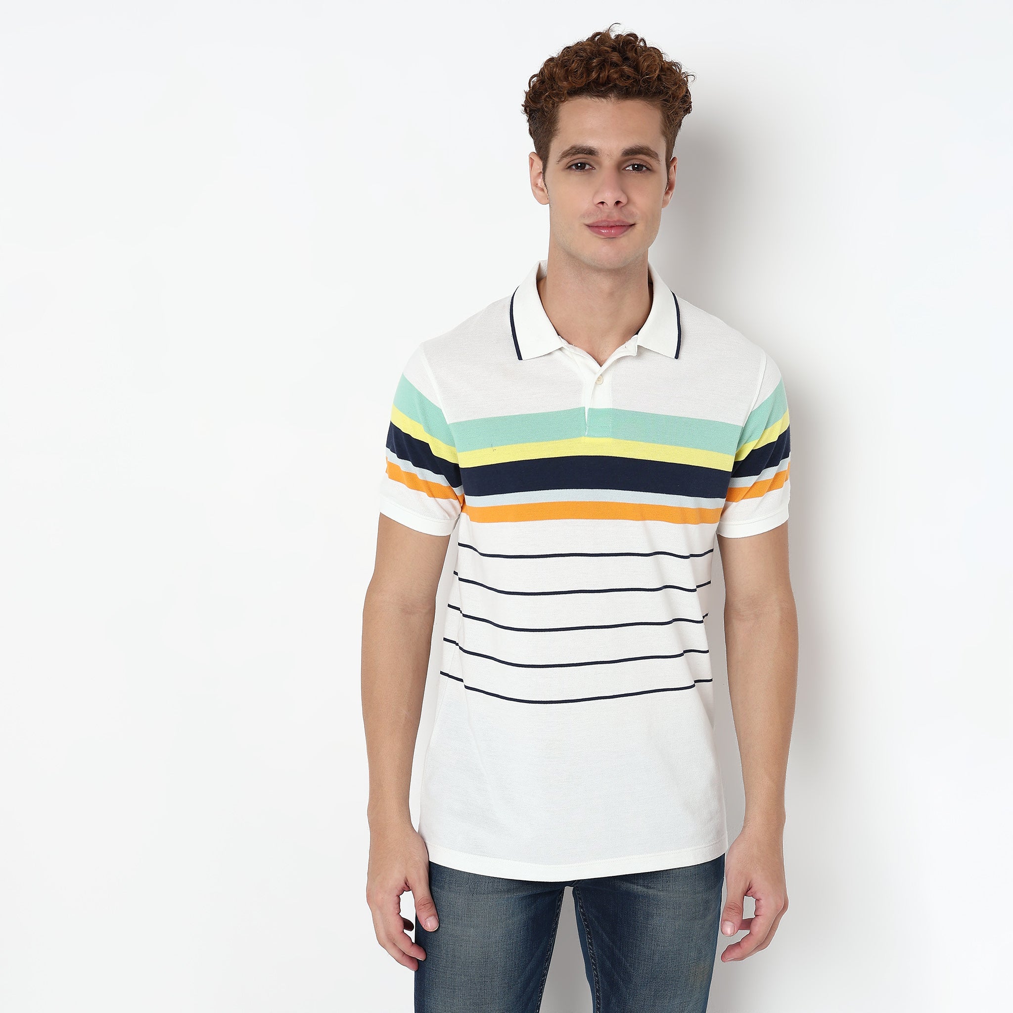 Knitted Striped Madison Polo T-Shirt