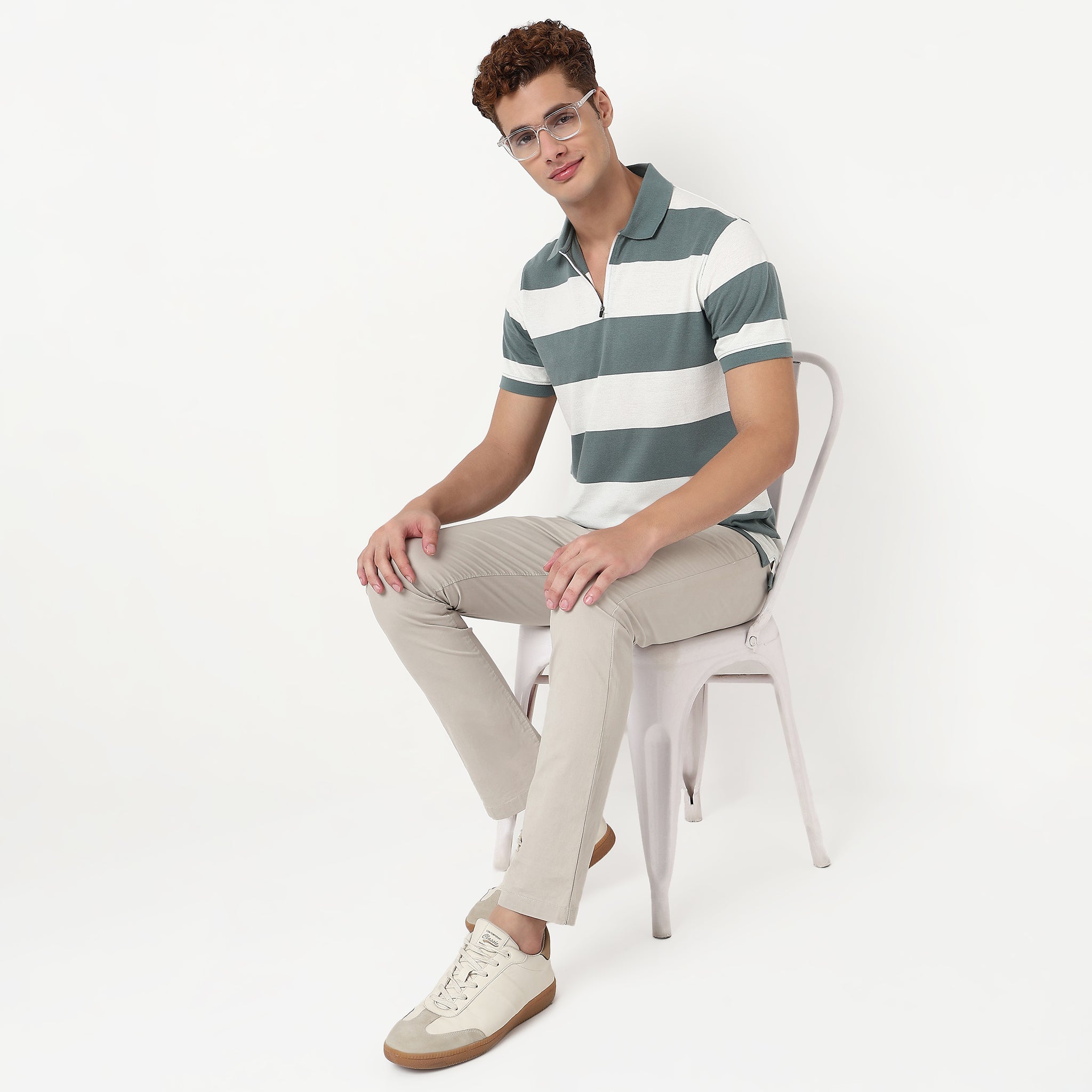 Knitted Striped Madison Polo T-Shirt
