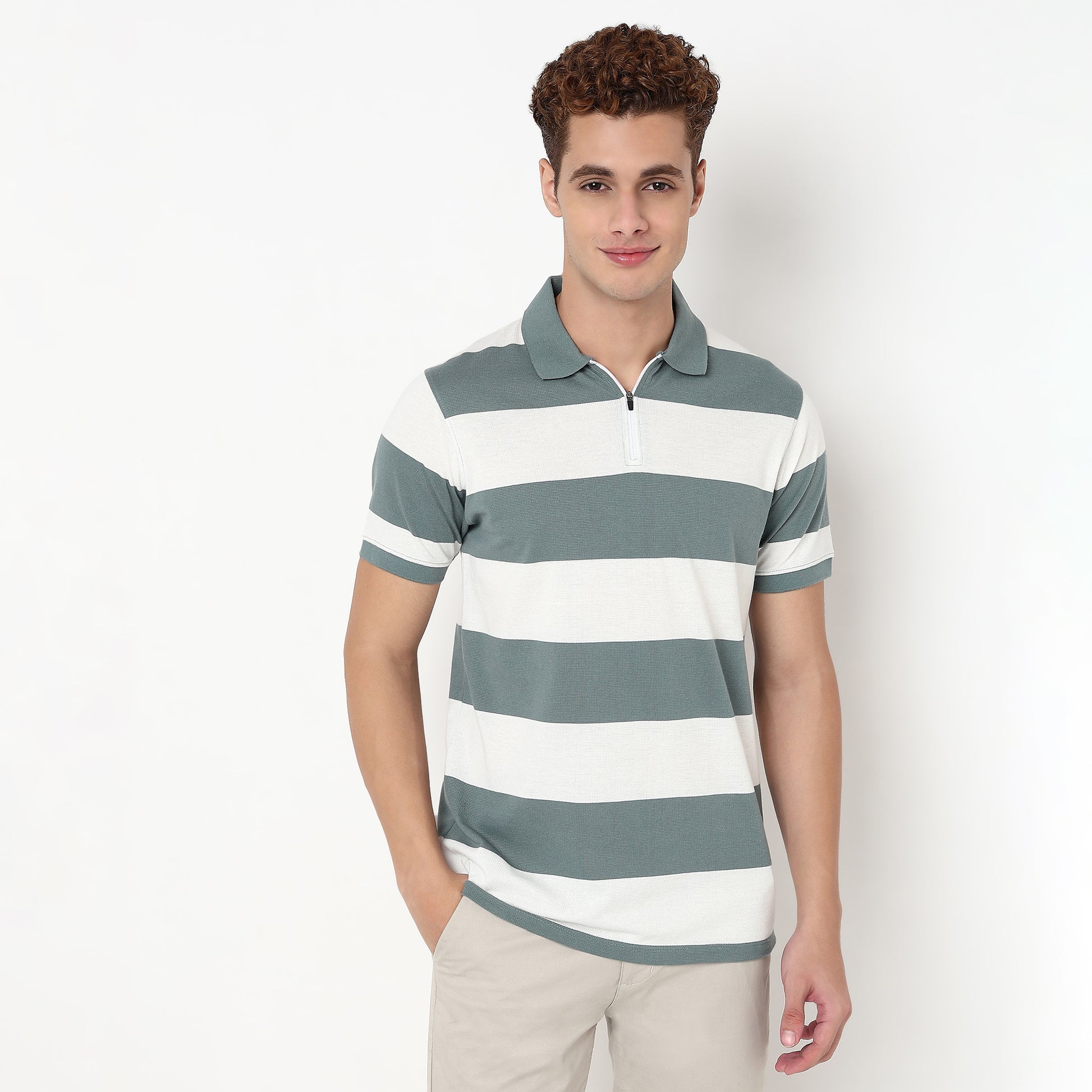 Knitted Striped Madison Polo T-Shirt