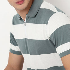 Knitted Striped Madison Polo T-Shirt