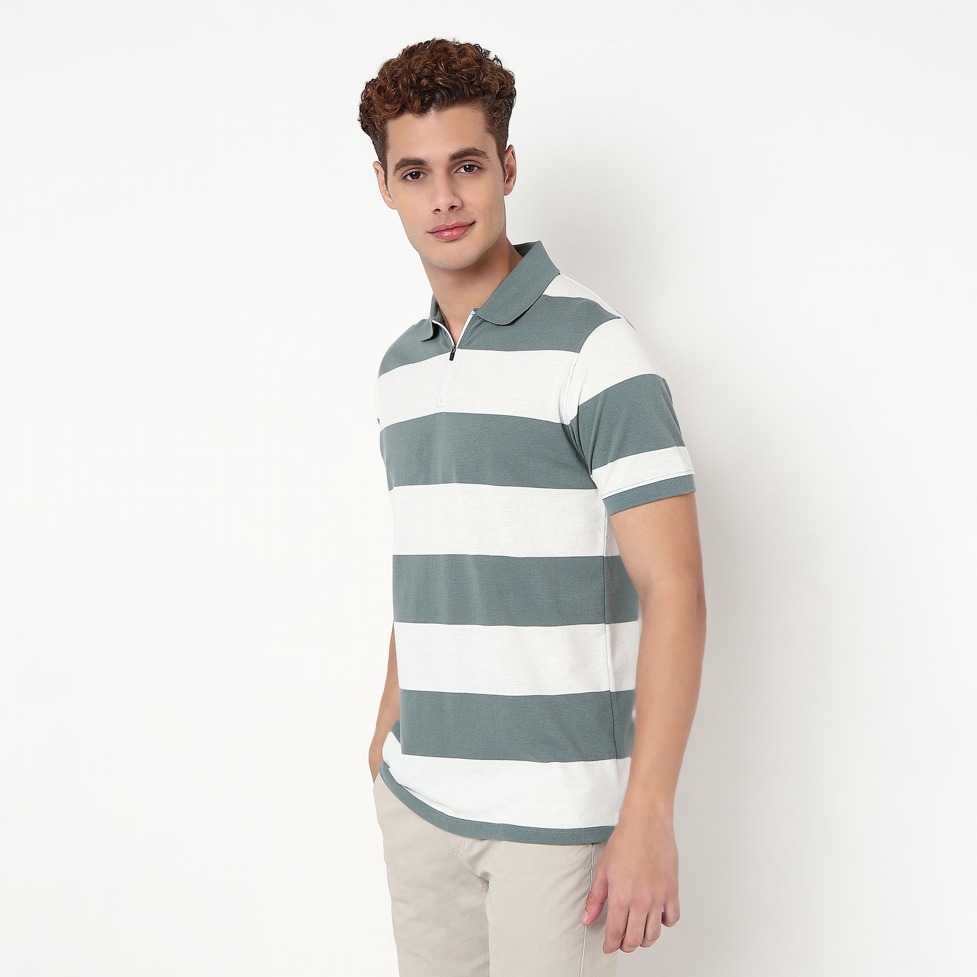 Knitted Striped Madison Polo T-Shirt