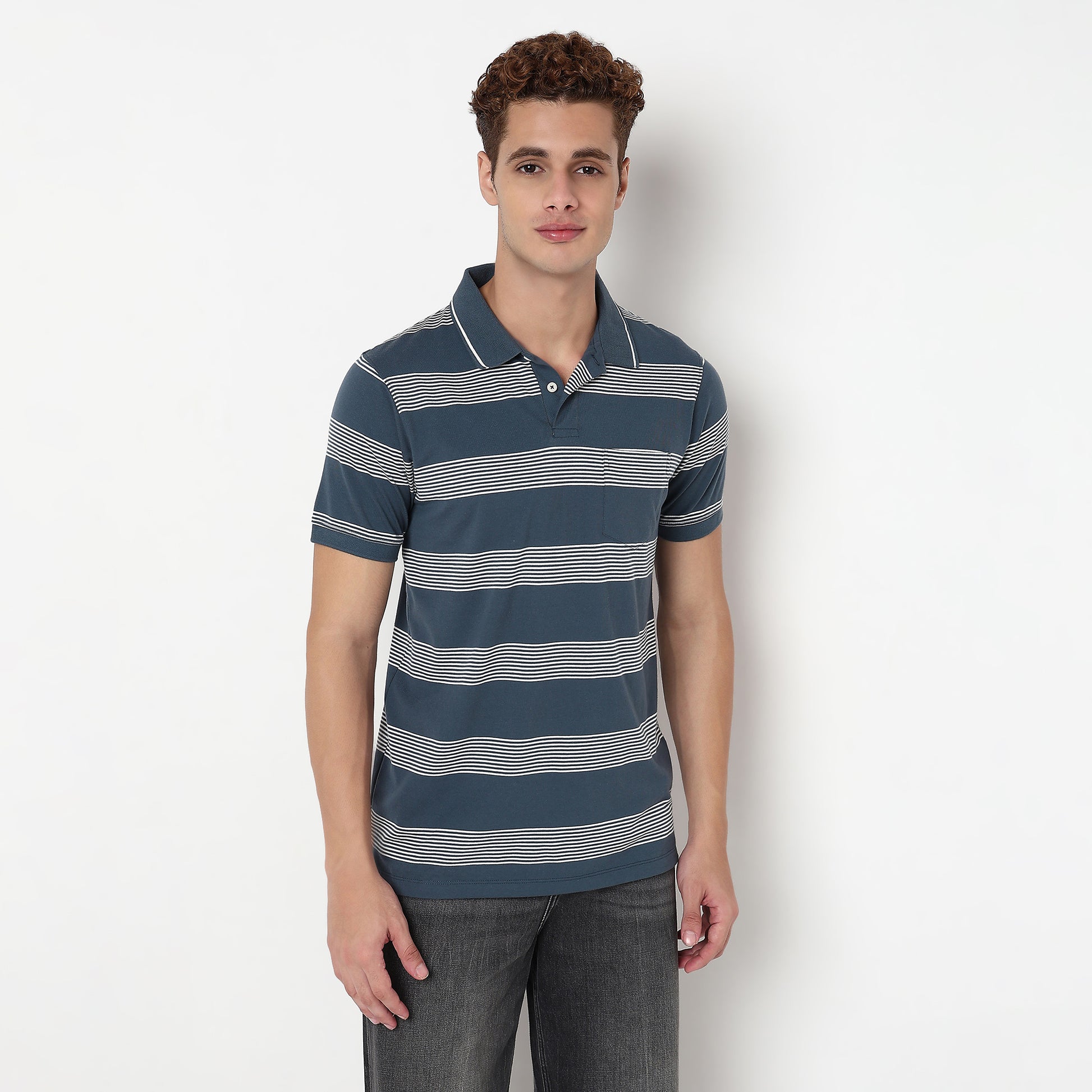 Knitted Striped Madison Polo T-Shirt