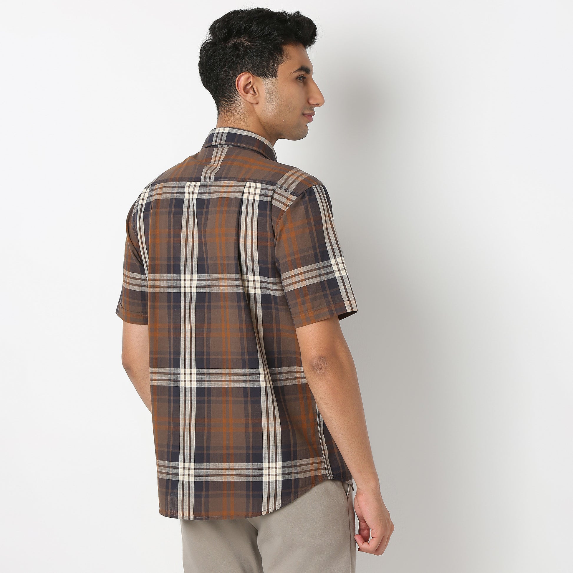 Country Slub Checkered Half Sleeve Shirt