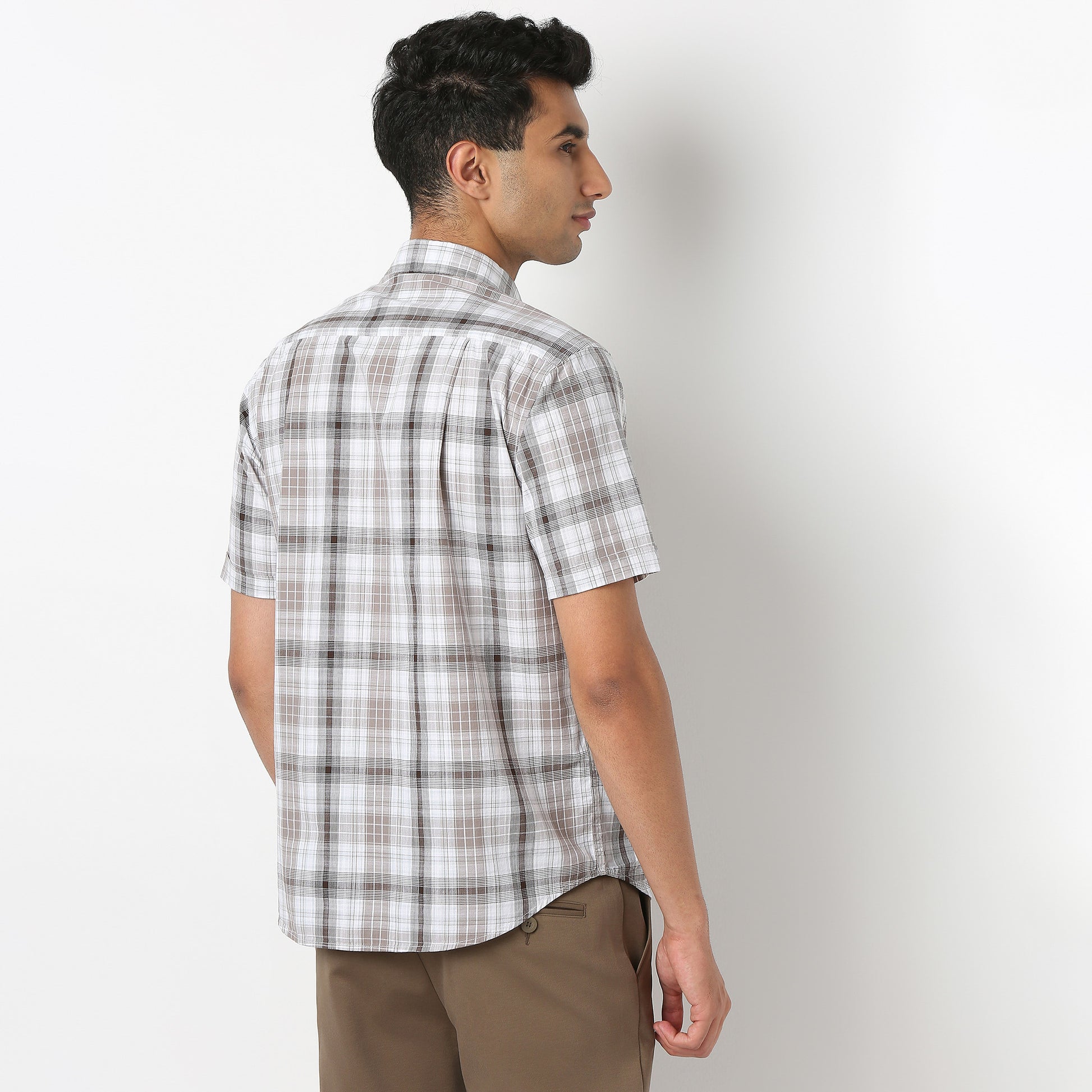 Country Slub Checkered Half Sleeve Shirt
