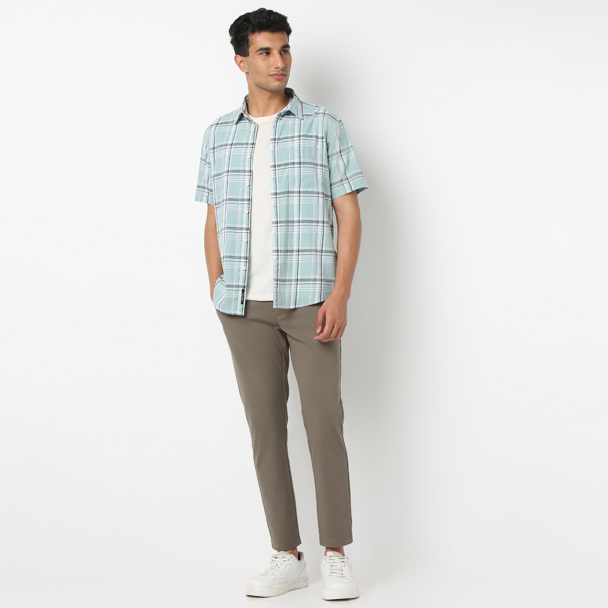 Country Slub Checkered Half Sleeve Shirt