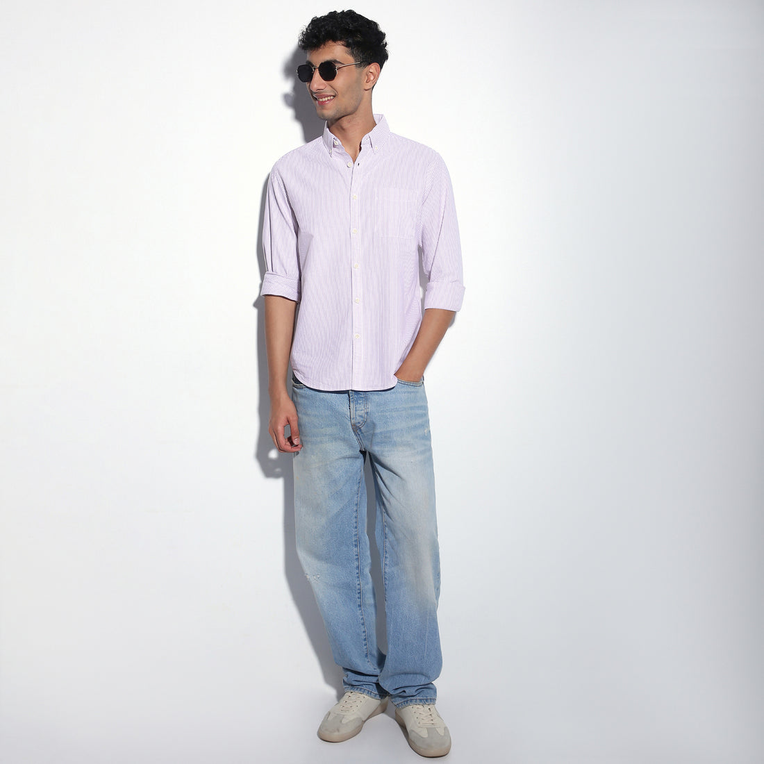 Regular Fit Striped Shirt Collar Regular Length Shirt