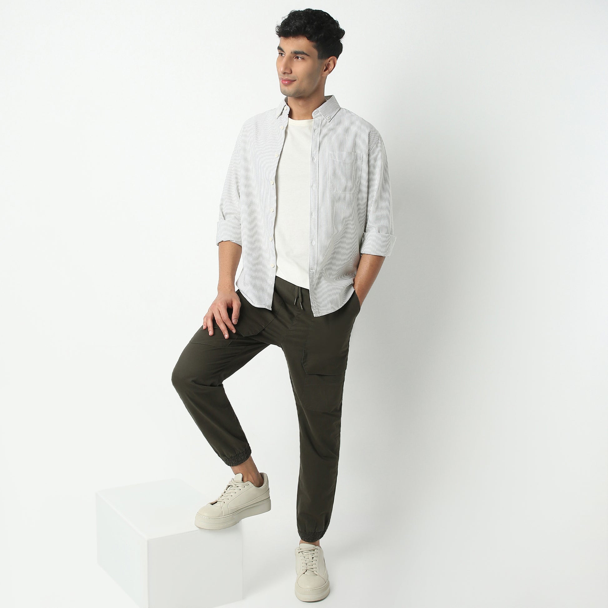 Regular Fit Striped Shirt Collar Regular Length Shirt