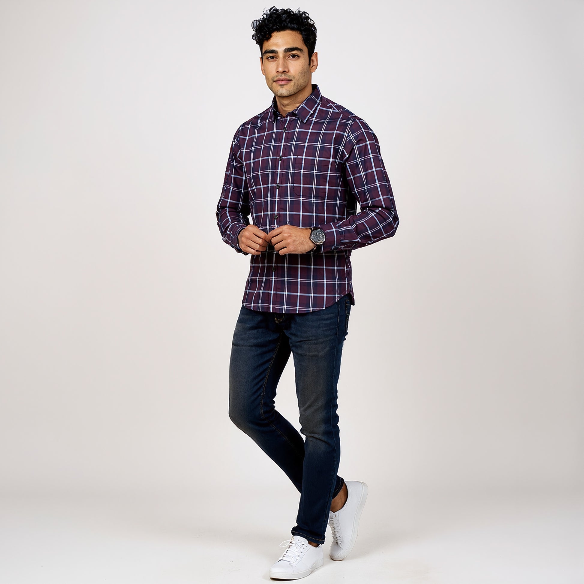 Cotton Checkered Country Slub Shirt