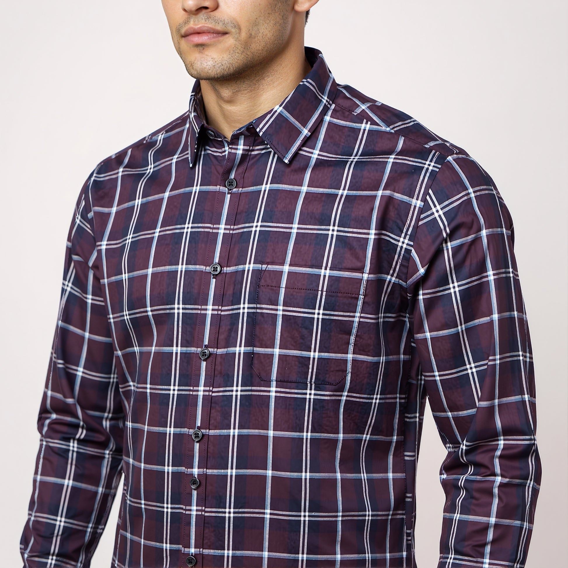 Cotton Checkered Country Slub Shirt