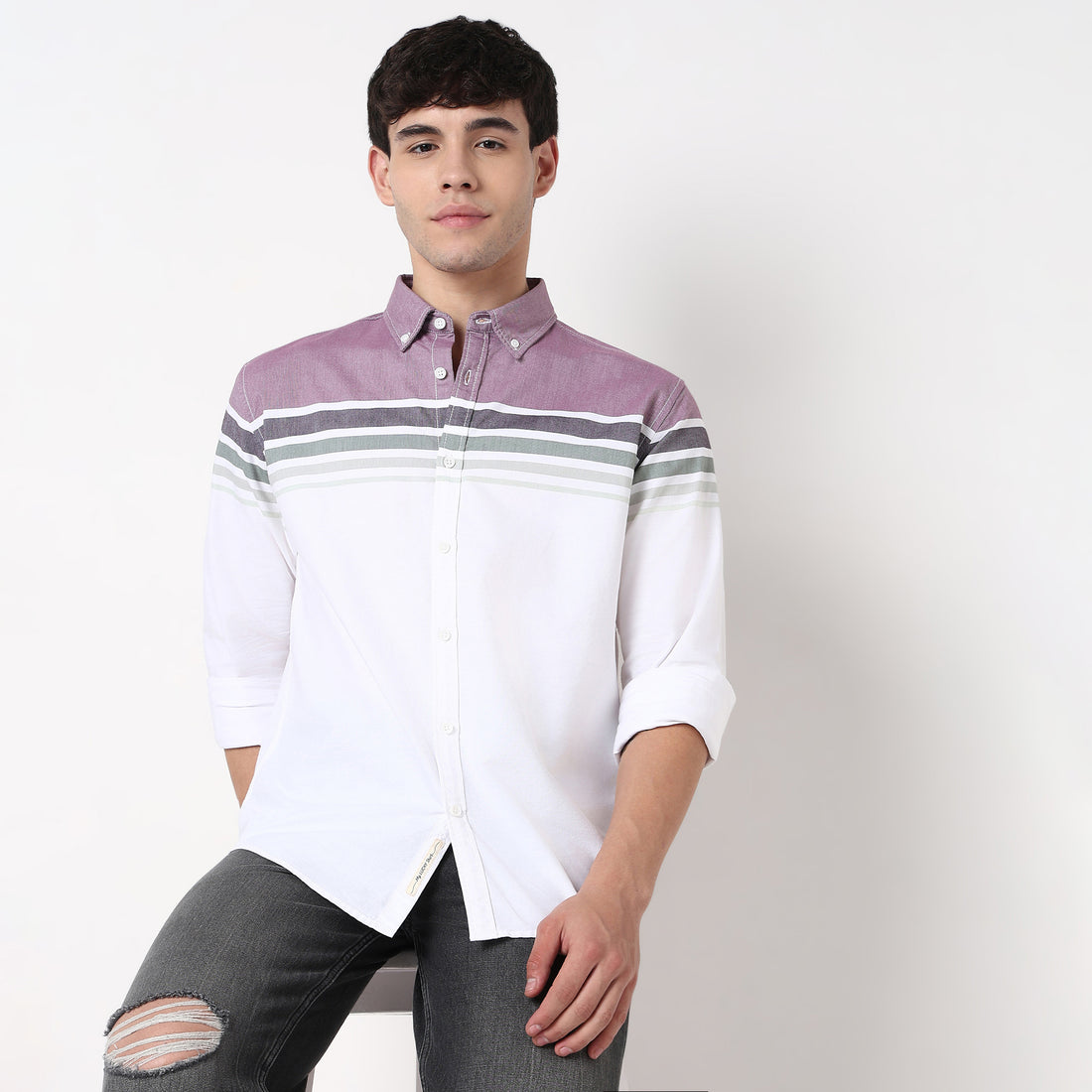 Cotton Striped Derby Shirt