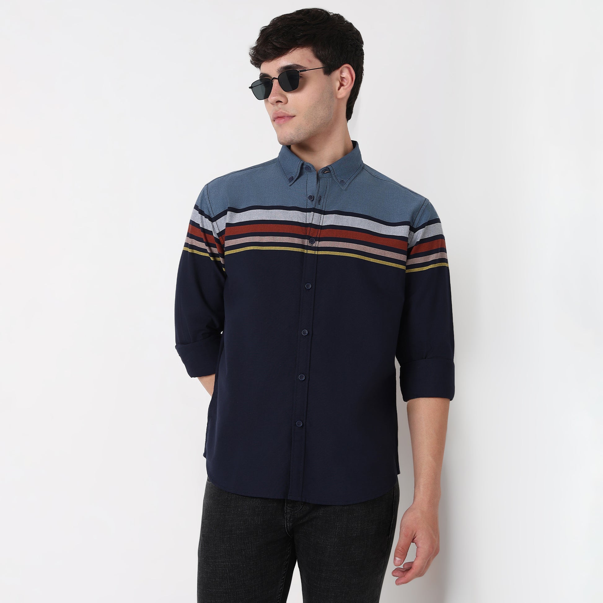 Cotton Striped Derby Shirt