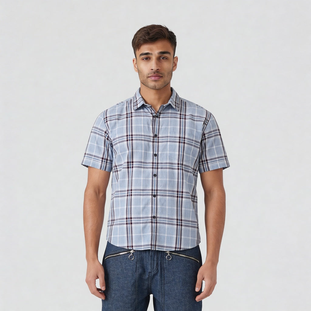 Cotton Checkered Country Slub Shirt