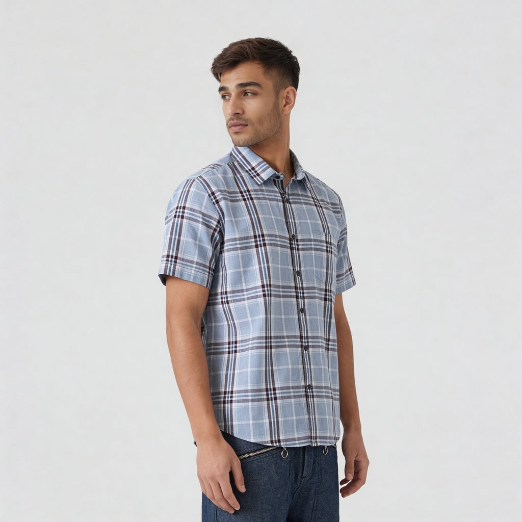 Cotton Checkered Country Slub Shirt