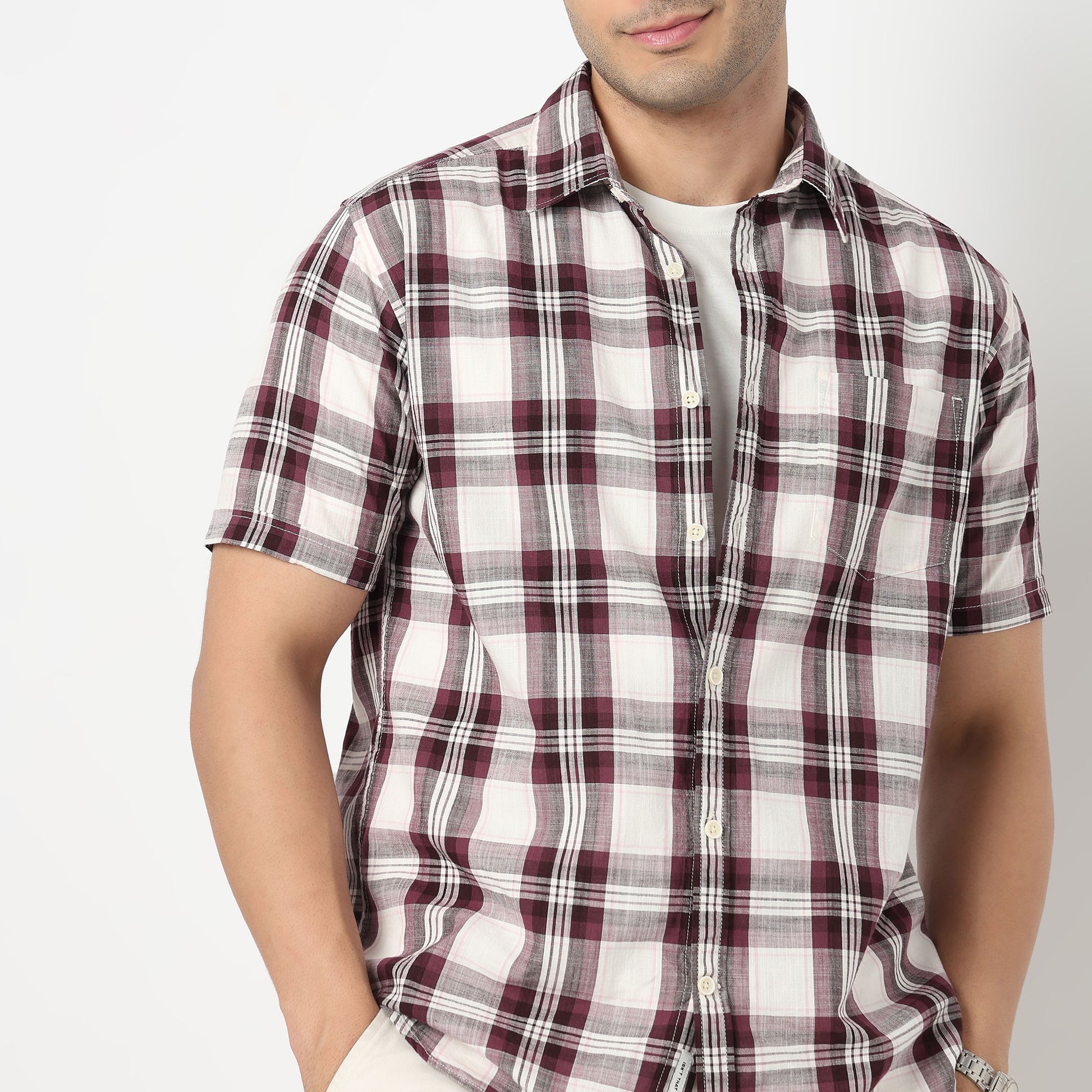 Cotton Checkered Country Slub Shirt