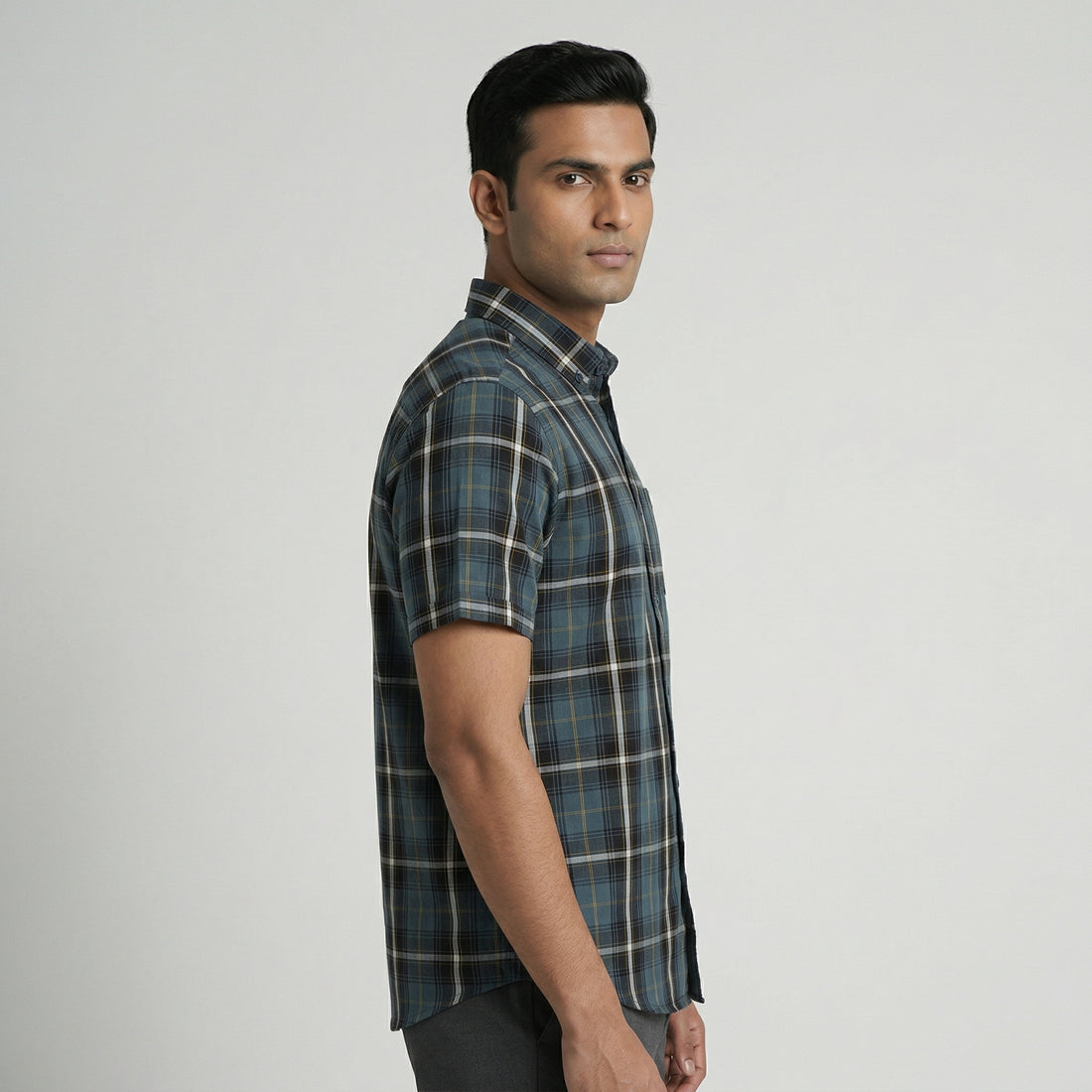 Cotton Checkered Country Slub Shirt