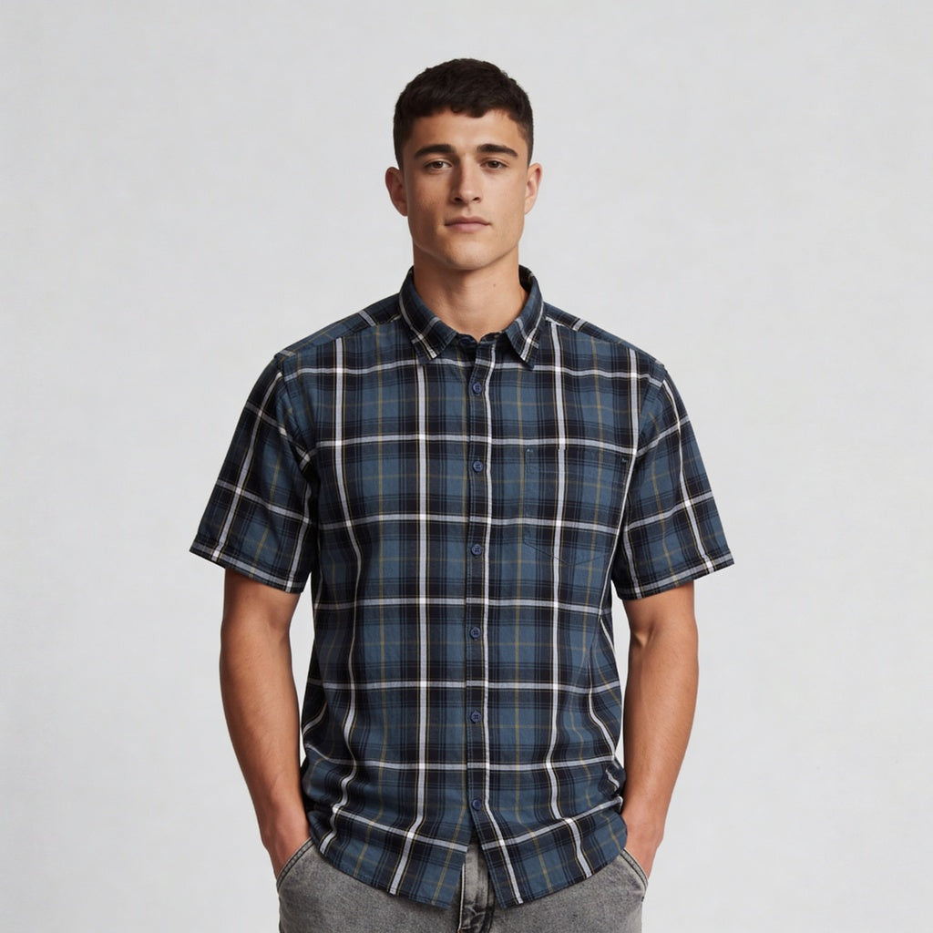 Cotton Checkered Country Slub Shirt