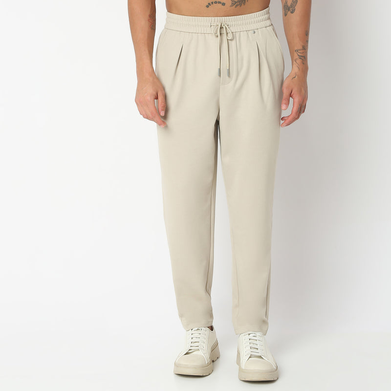 Regular Fit Solid Mid Rise Trousers