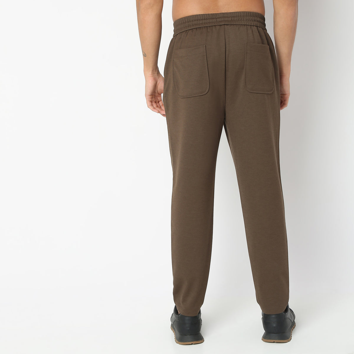 Regular Fit Solid Mid Rise Trousers