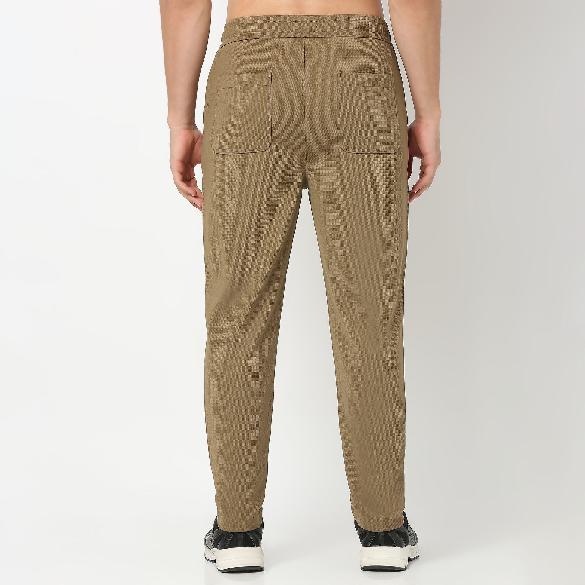 Regular Fit Solid Mid Rise Trousers
