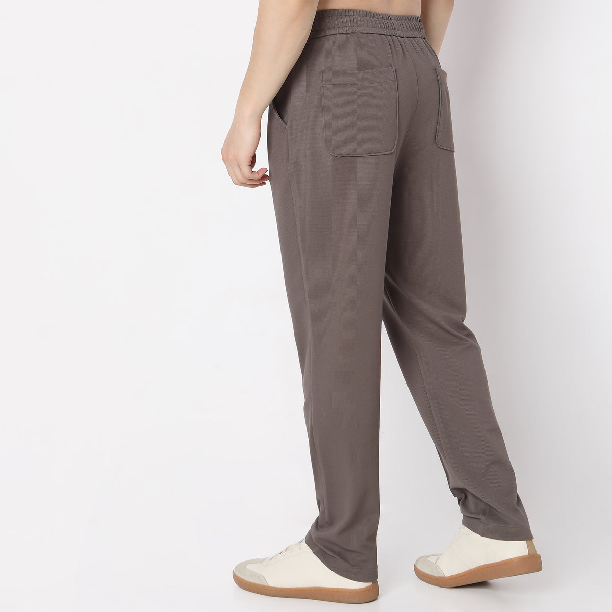 Regular Fit Solid Mid Rise Trousers