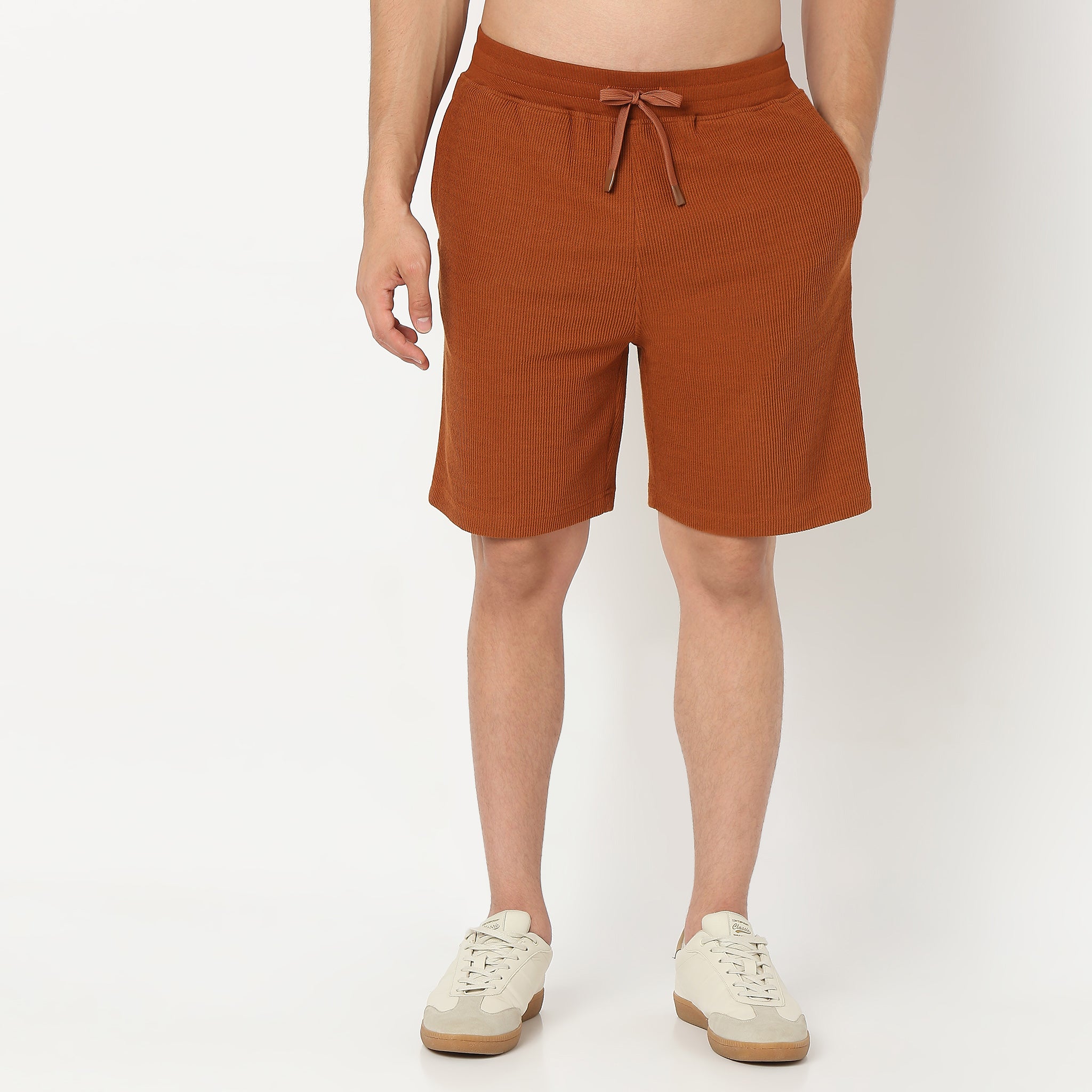 Above Knee Structured Cropped Bermuda Structured Shorts 