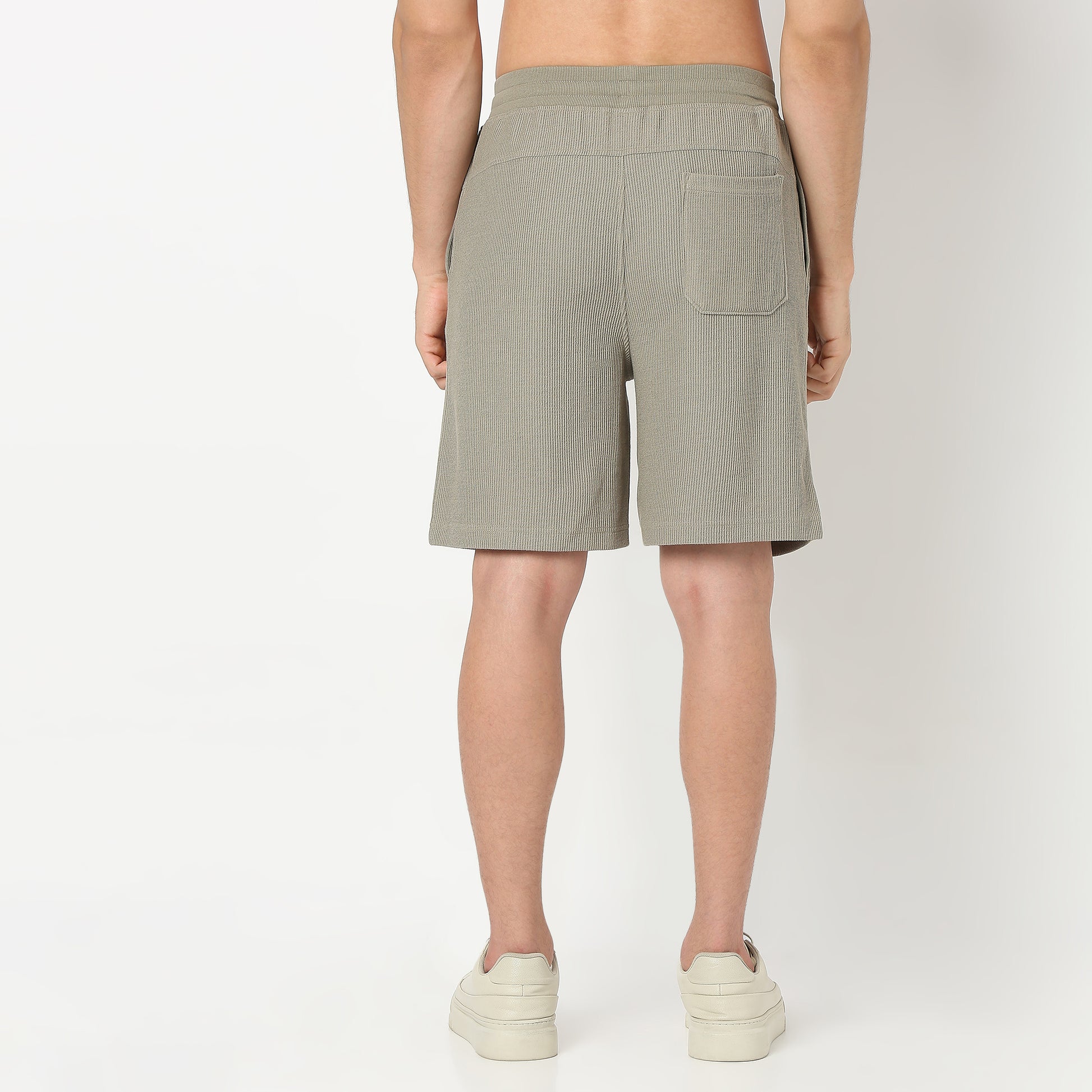Above Knee Structured Cropped Bermuda Structured Shorts 