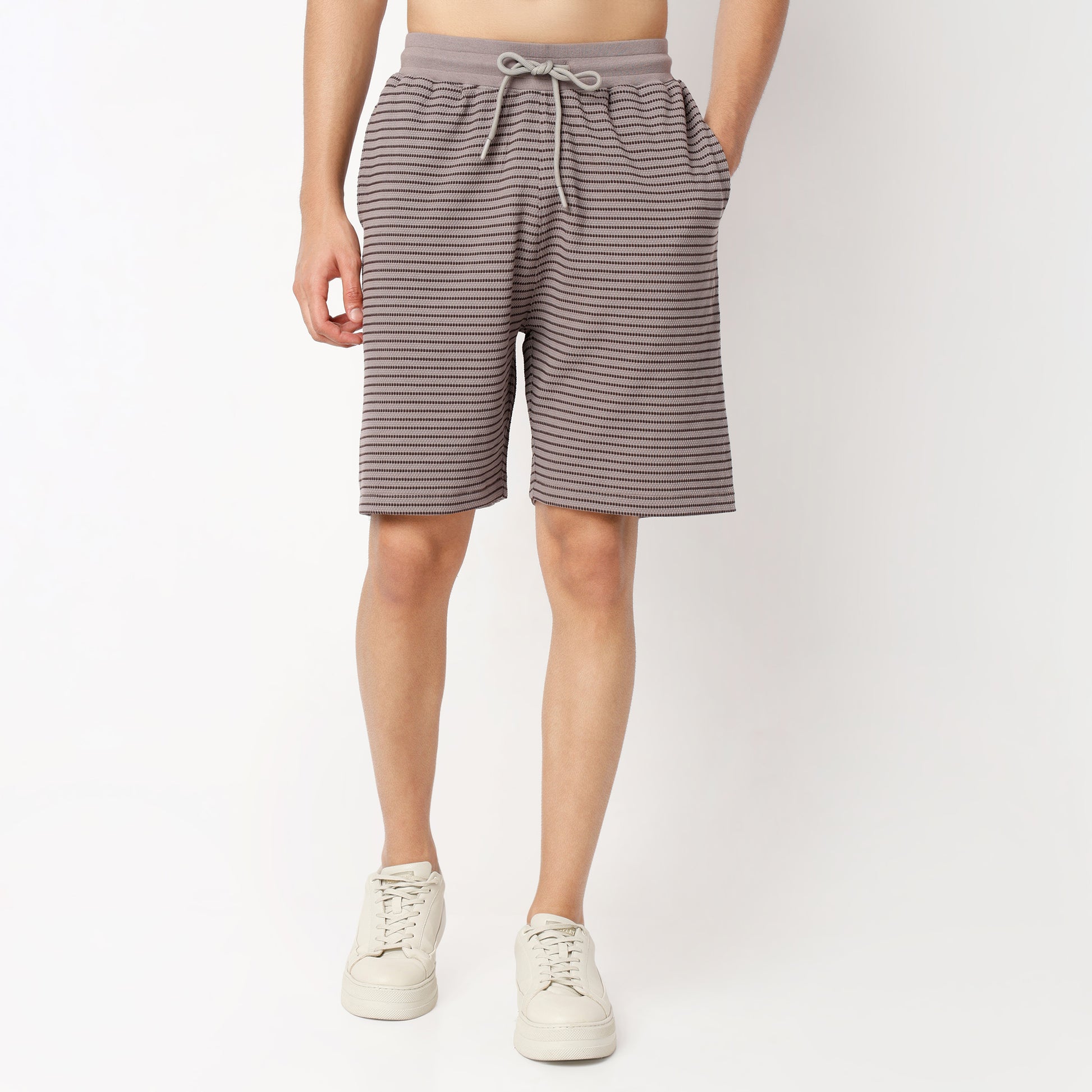 Regular Fit Structured Mid Rise Shorts