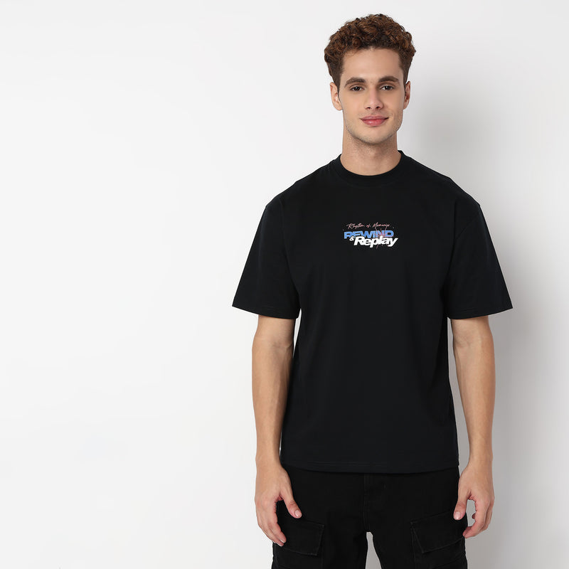 Knitted Graphic Crew Neck Oversize Karaoke T-Shirt