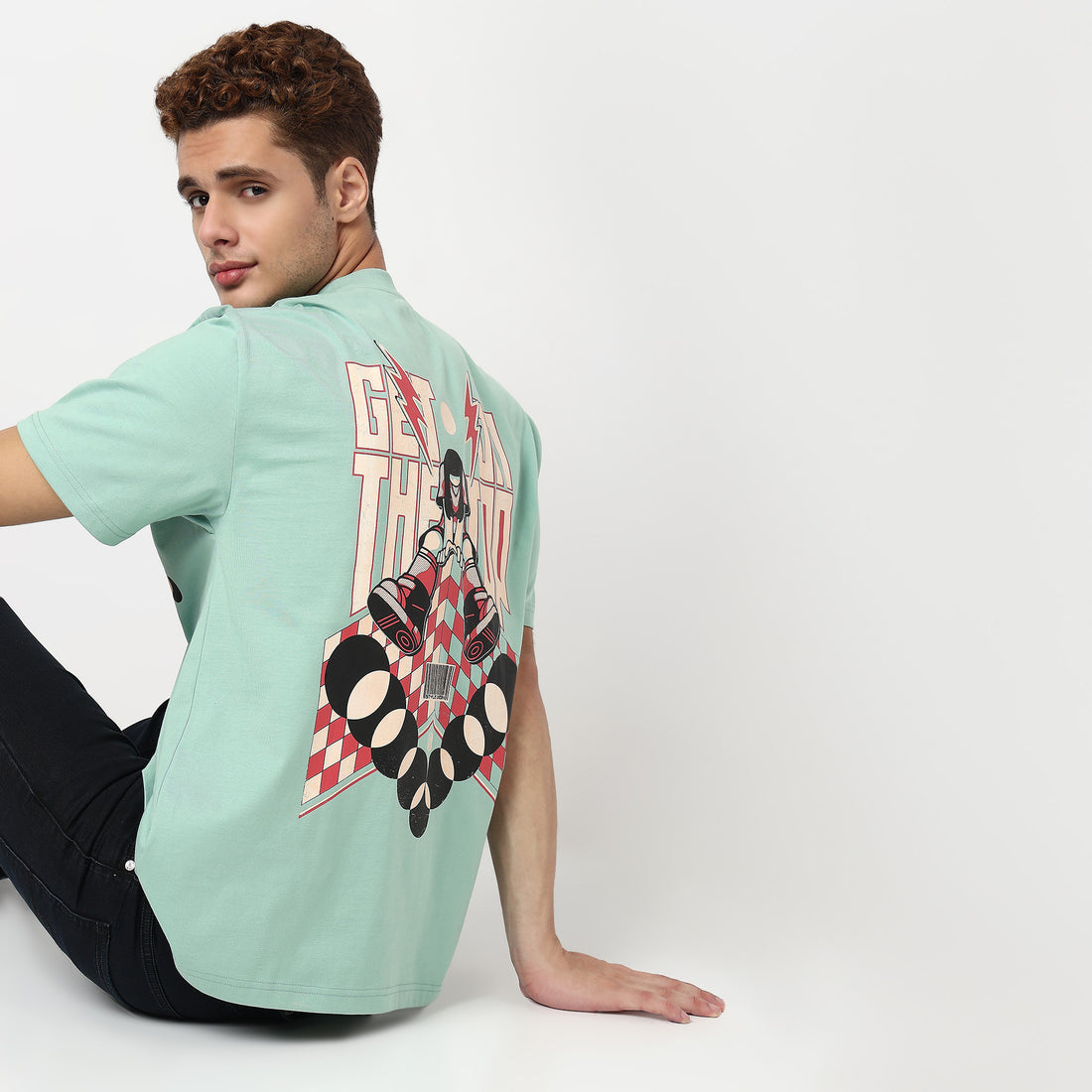 Knitted Graphic Crew Neck Oversize Karaoke T-Shirt