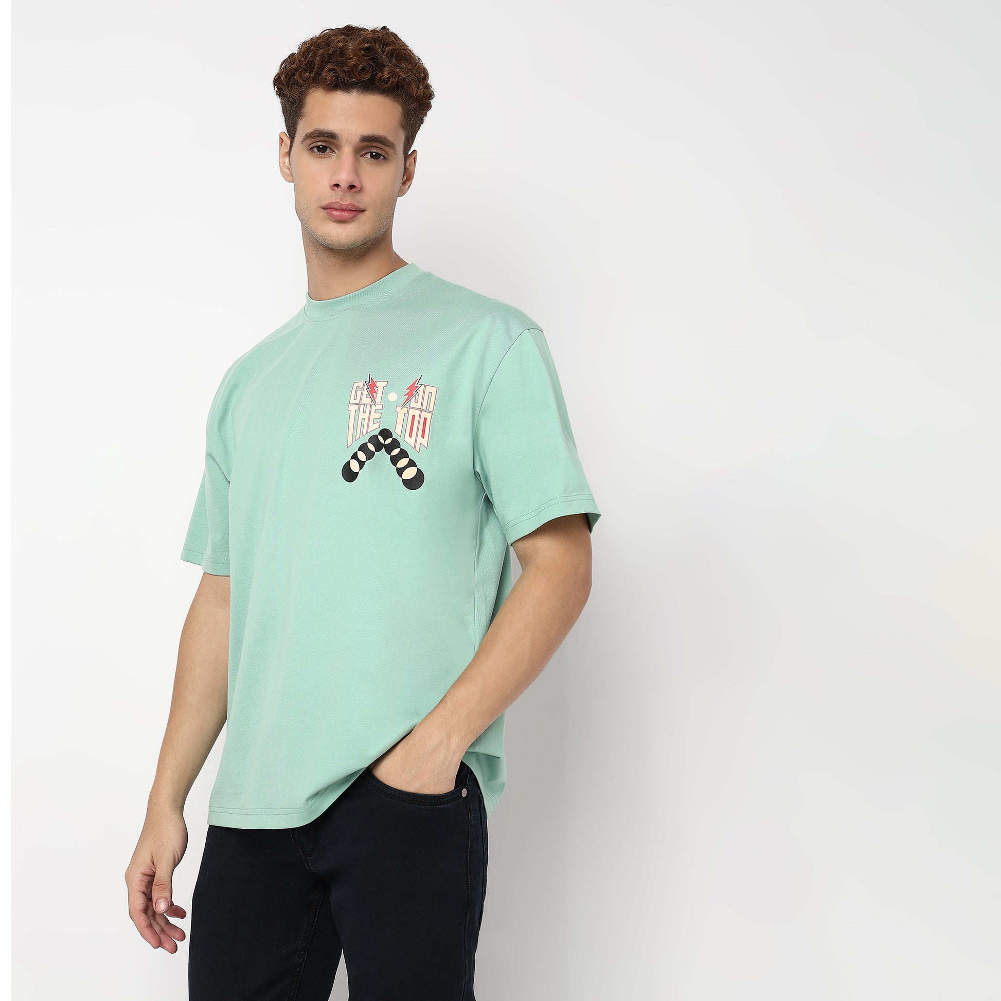 Knitted Graphic Crew Neck Oversize Karaoke T-Shirt