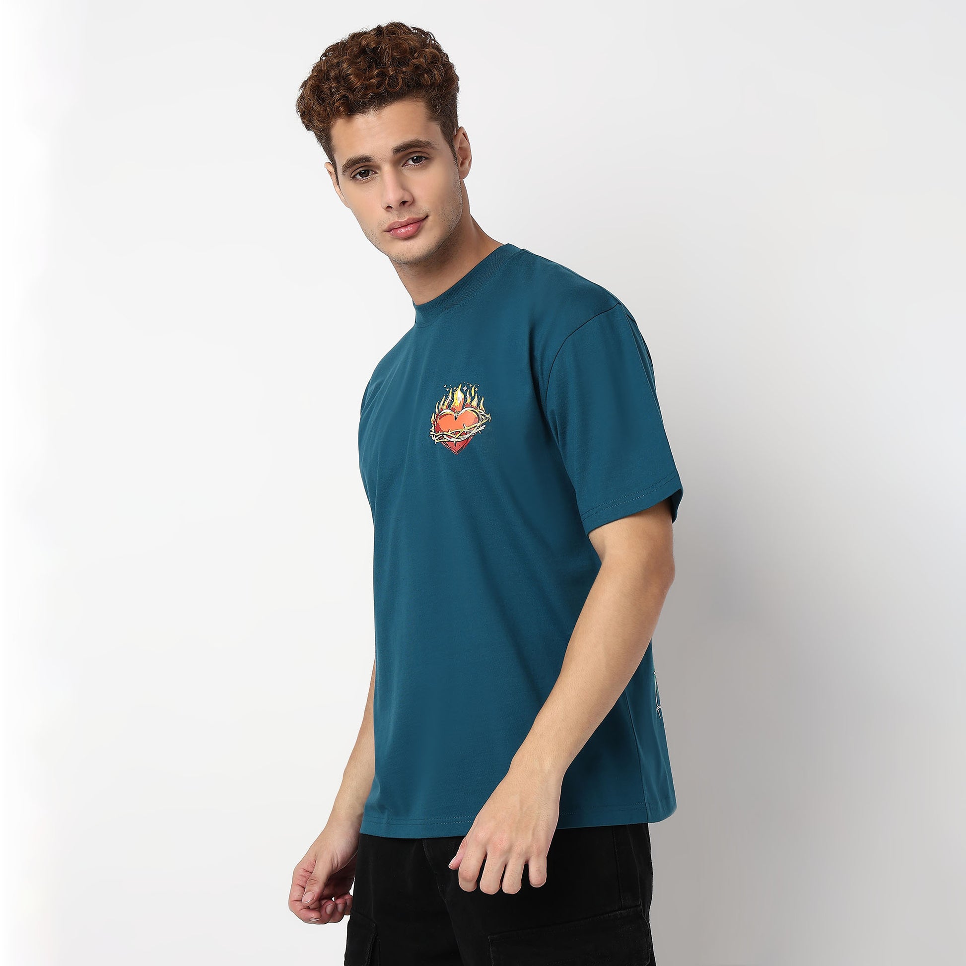 Knitted Graphic Crew Neck Oversize Karaoke T-Shirt