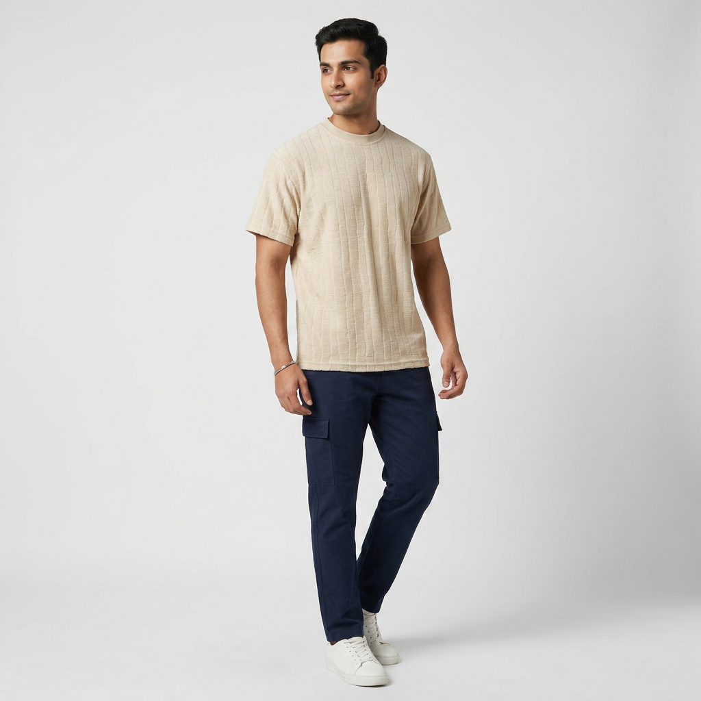 Structured Crew Neck Baggy T-Shirt
