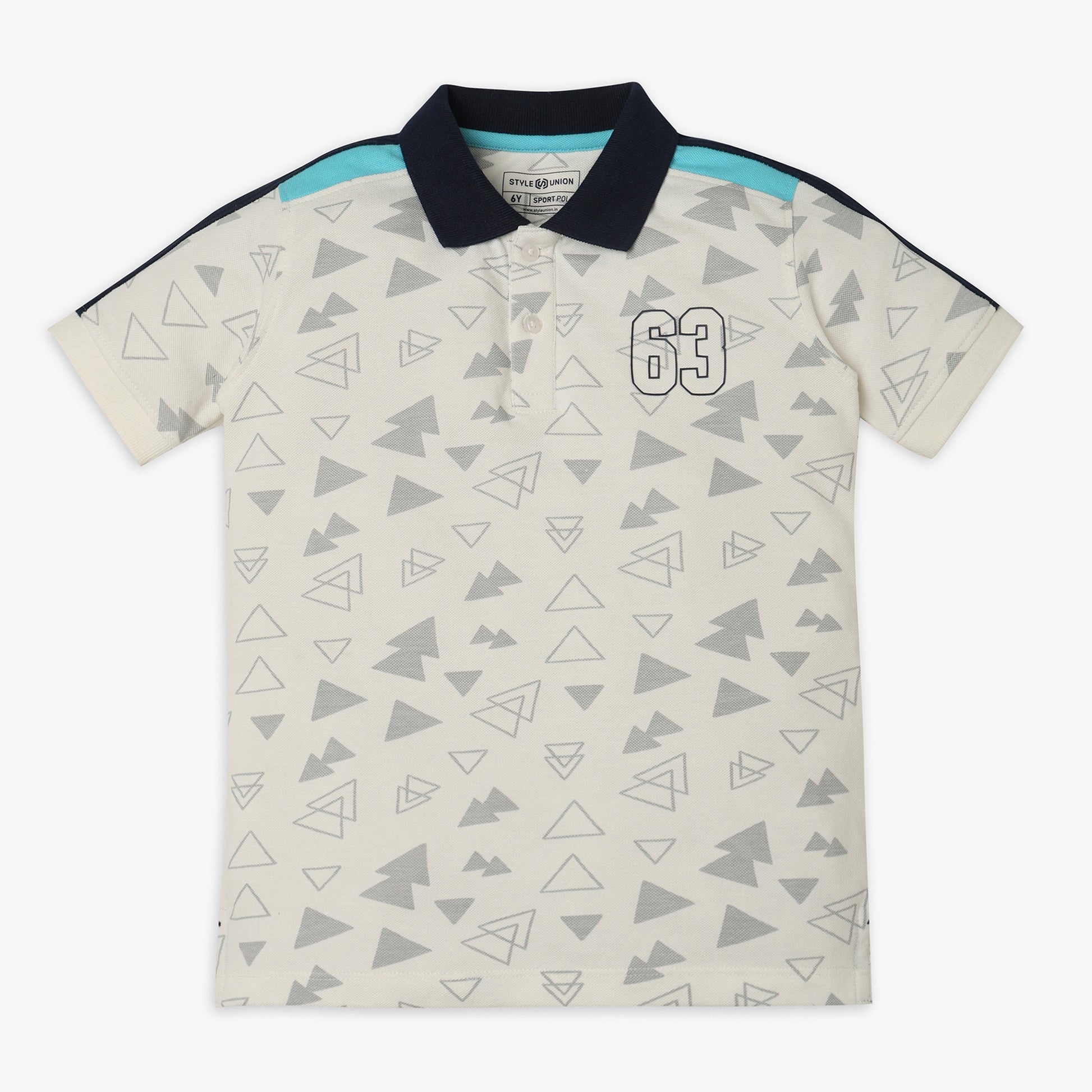 Boys Regular Fit Printed Polo T-Shirt