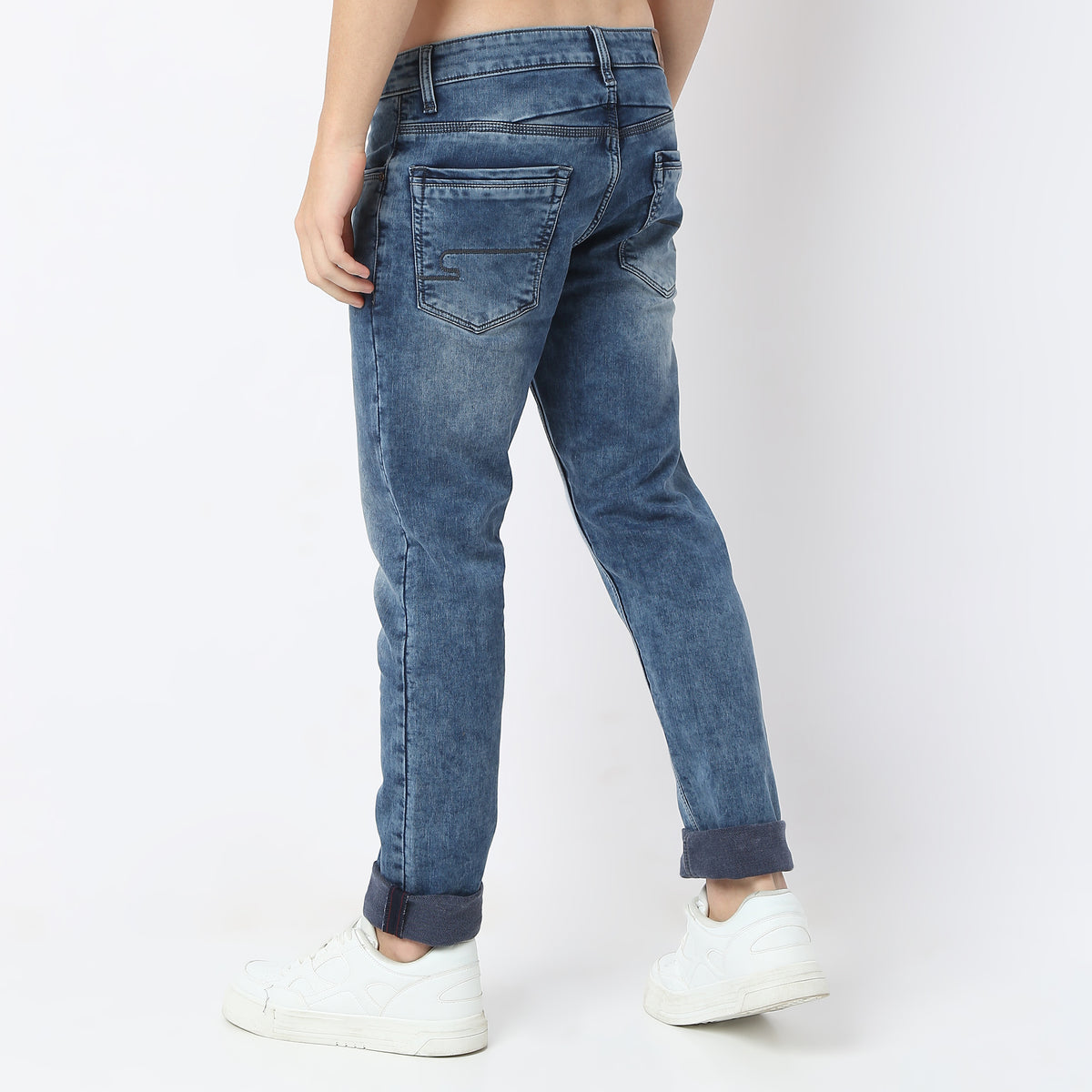 Straight Fit Vintage Towel Washed Full Length Jeans